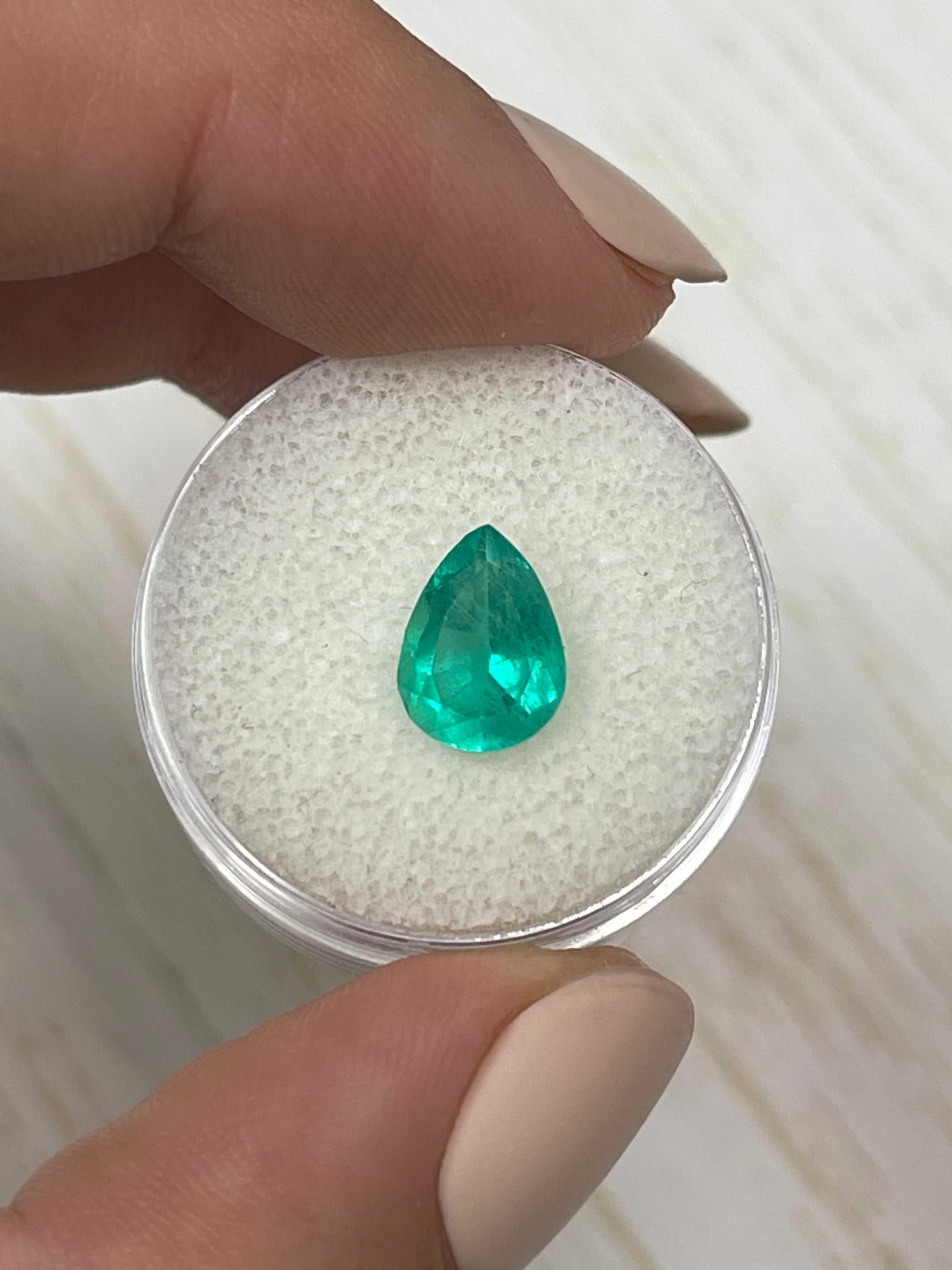 1.88 Carat Natural Colombian Emerald Pear Cut Loose Gemstone - Chunky Green Emerald for Jewelry Making, Engagement Rings & Custom Designs