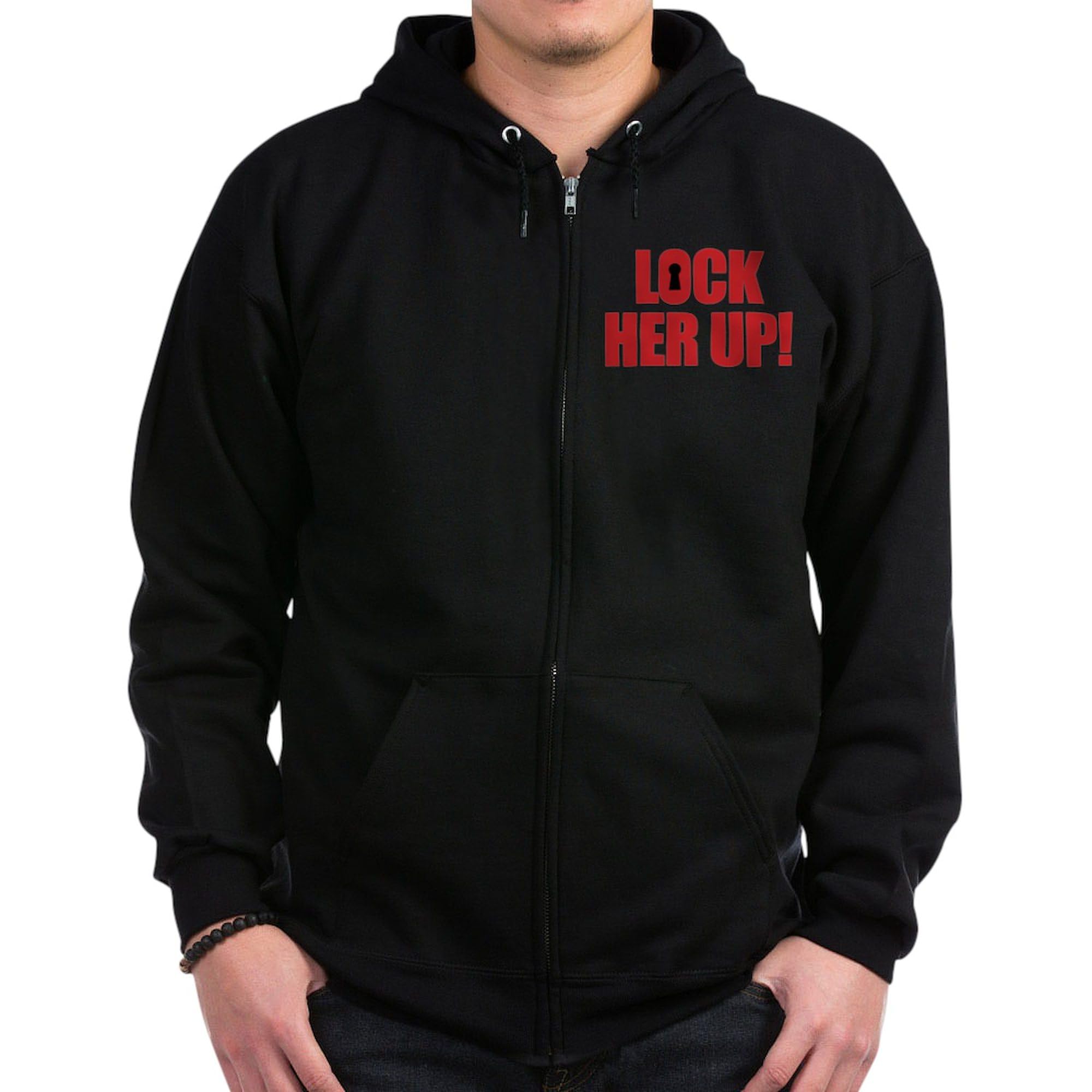 Lock Her Up Zip Hoodie for Men - Dark Zip-Up Sweatshirt for Casual Wear