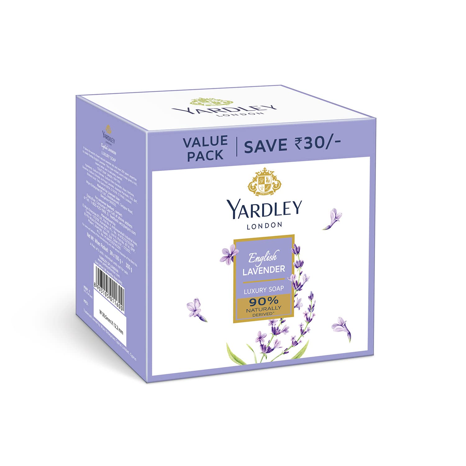 Yardley English Lavender Hand & Body Lotion for Women - 400ml (350ml + 50ml) & Yardley London English Lavender Luxury Soap Gift Set - 3 x 100g | Moisturizing & Relaxing Lavender Scent for Bath, Shower & Spa | Perfect for Dry Skin Care & Aromatherapy