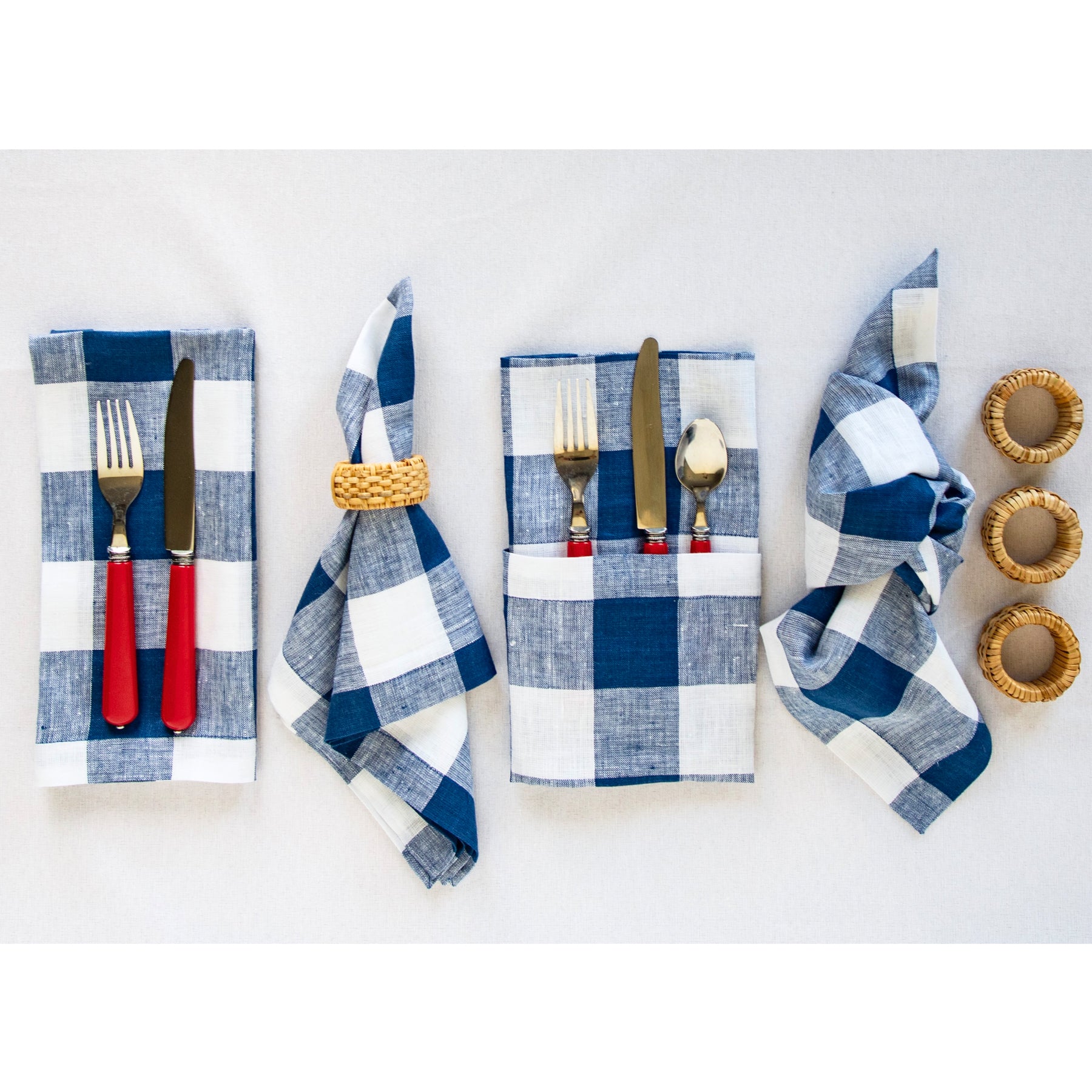Buffalo Check Cotton Napkins - Set of 4 Premium Dinner Napkins for Farmhouse Dining, Holiday Table Setting & Rustic Home Decor