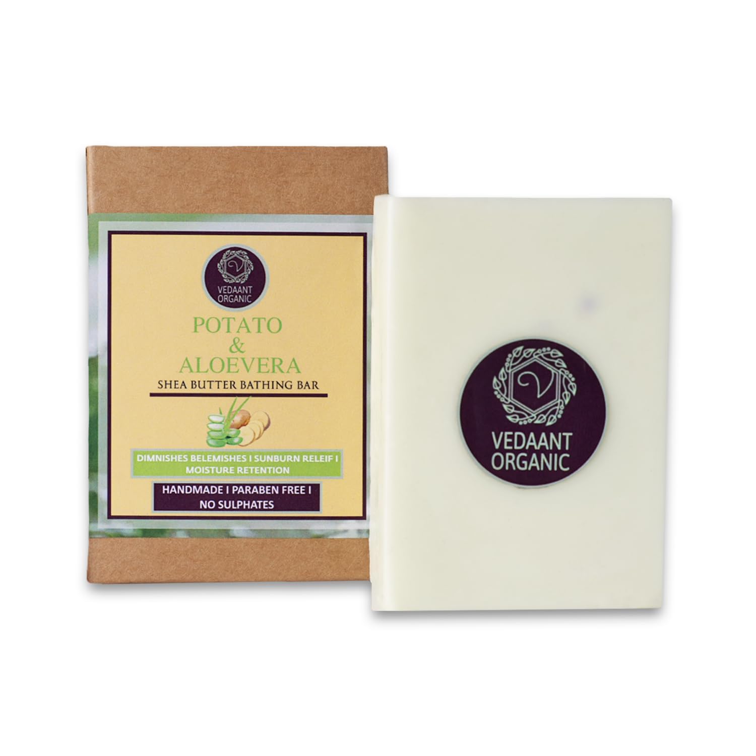 Natural Potato & Aloe Vera Bathing Bar Soap - Chemical-Free, 125g | Gentle Cleansing for Sensitive Skin, Moisturizing Body Wash for Dry Skin, Eco-Friendly Handmade Soap for Daily Use