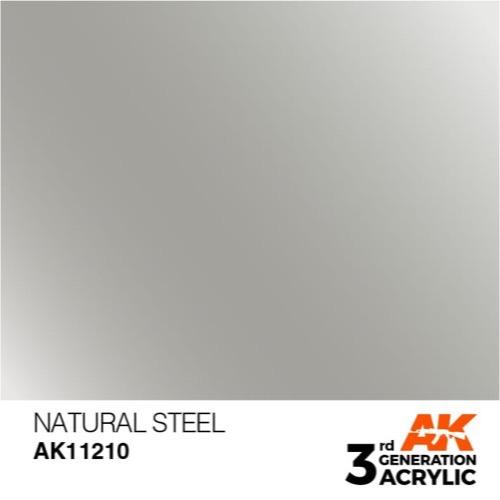 AK Interactive AK11210 Metallic Natural Steel Acrylic Paint - 17ml Bottle (3rd Generation) for Model Kits, Miniatures & DIY Crafts - Premium Metallic Finish for Realistic Scale Models