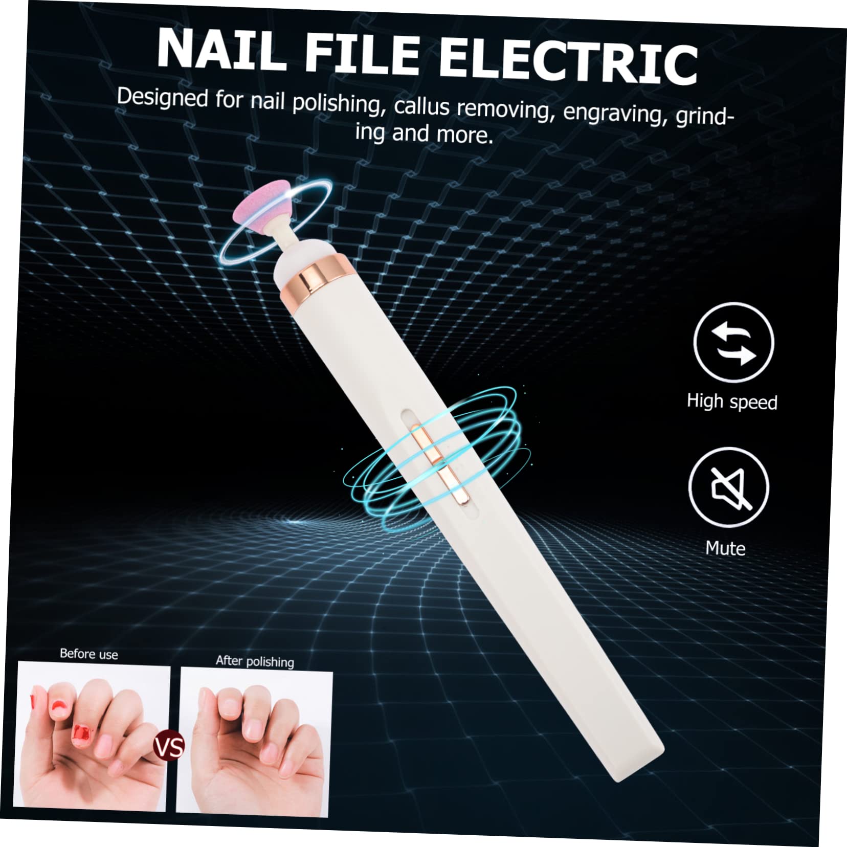 Professional Cordless Electric Nail Drill Machine for Manicure & Pedicure - Minkissy Rechargeable Nail Grinder with 6 Bits for Acrylic, Gel, Natural Nails - Perfect for Home Salon & Nail Art Enthusiasts