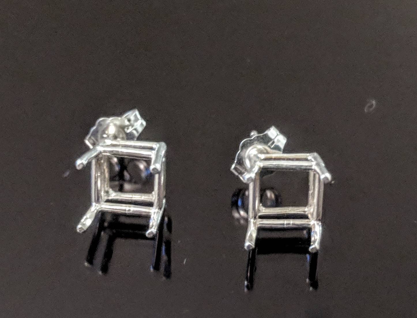 Sterling Silver or 14K Gold 6mm & 11mm Square Earring Settings (2-Piece Set) - Handcrafted in USA | Perfect for DIY Jewelry Making, Earring Design, and Gift Giving