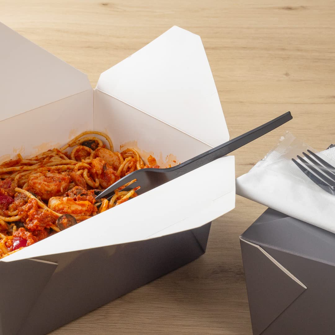Eco-Friendly 6.5 Inch Compostable Forks - 250 Individually Wrapped Plant-Based Disposable Cutlery | BPI-Certified Black CPLA Plastic Utensils for Hot & Cold Foods | Perfect for Restaurants, Catering, Picnics & Outdoor Events