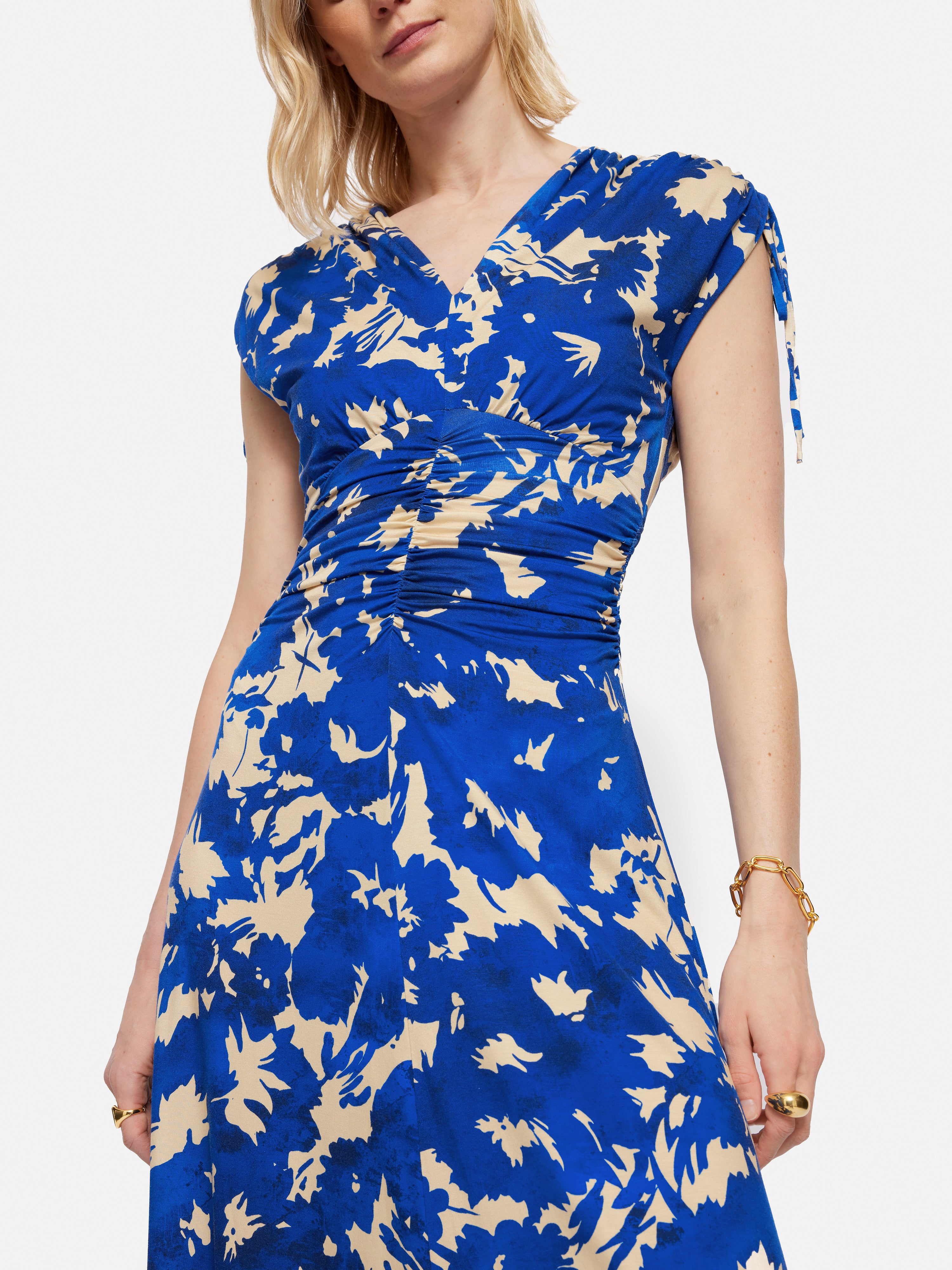 Silhouette Peony Jersey Dress for Women - Flowy Blue Floral Summer Dress | Perfect for Beach Vacations, Date Nights & Casual Outings
