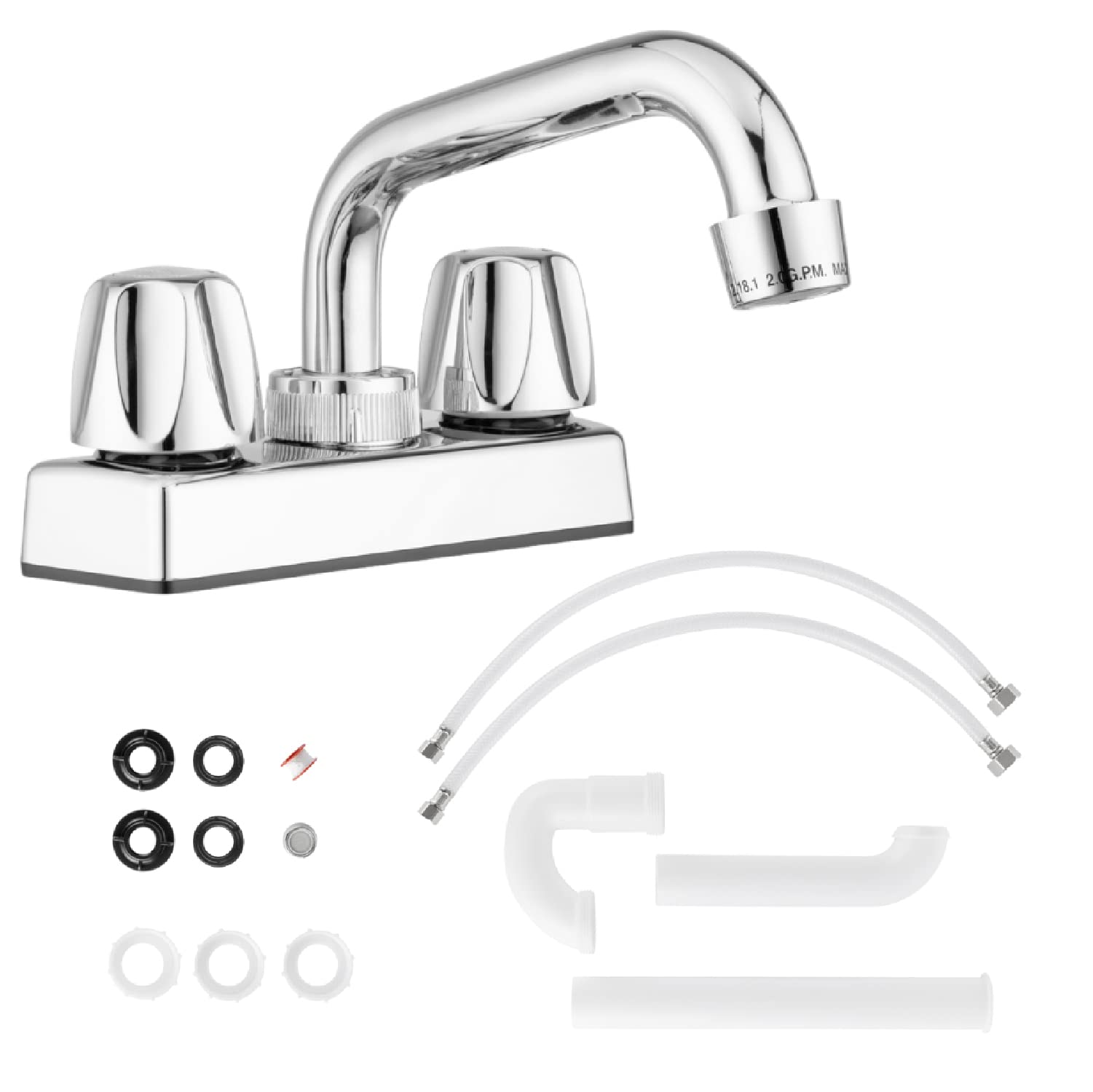 Pacific Bay Lynden Utility Laundry Sink Faucet with 360° Swivel Stainless Steel Spout - Garden Hose Adapter Compatible - Chrome Plated Plastic - Easy Installation for Laundry Room, Basement & Outdoor Use