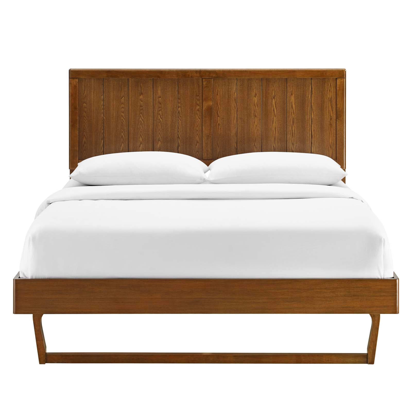 Alana Wood Platform Bed with Angular Frame - Modern Minimalist Bedroom Furniture for Small Spaces & Apartments