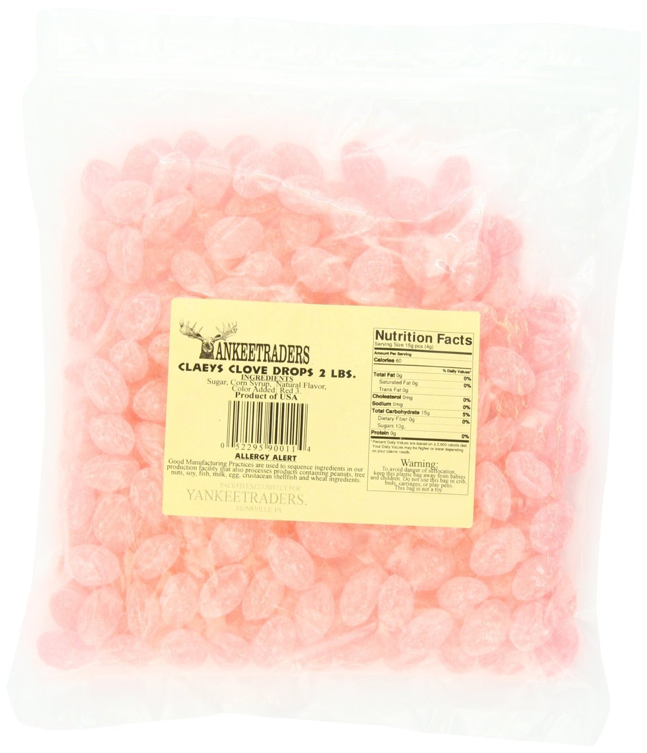 Claeys Sanded Clove Candy Drops - 2 Lbs Bag - Old Fashioned Hard Candy - Perfect for Holiday Baking, Christmas Stocking Stuffers & Party Favors