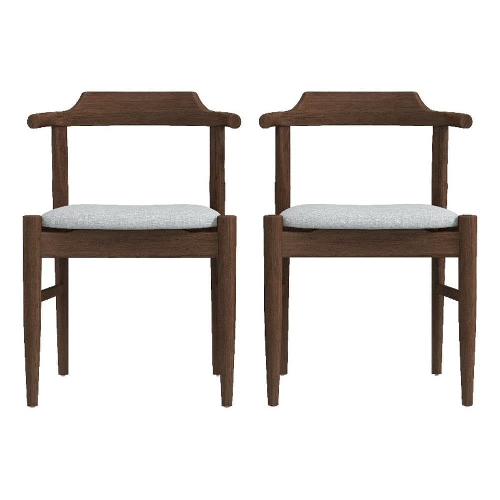 ASHCROFT Kathy Mid-Century Modern Fabric Dining Chairs - Set of 2, Grey - Perfect for Dining Room, Kitchen, or Home Office