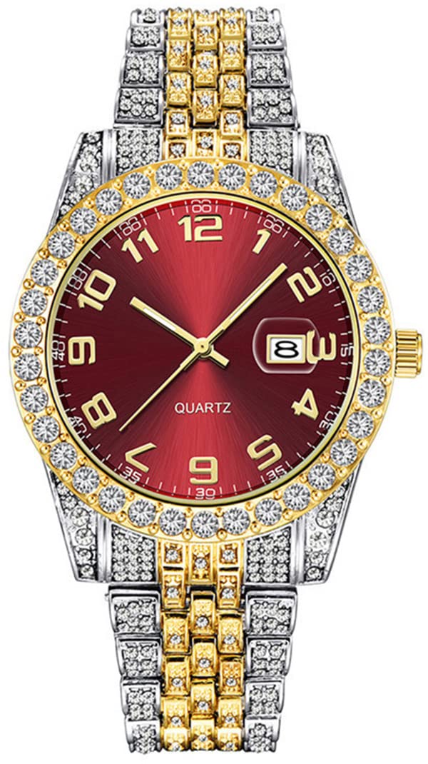 Luxury Men's Diamond Watch - Bling Iced-Out Hip Hop Wristwatch with Crystal Rhinestones for Men | Perfect for Parties, Gifts & Fashion Statements