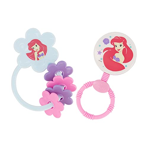 2 Pack Disney Princess Baby Teether Toys - Rattle & Keyring for Toddlers, Infant Teething Relief, Perfect Newborn Shower Gift for Girls (Ideal for Home, Travel & Daycare Use)