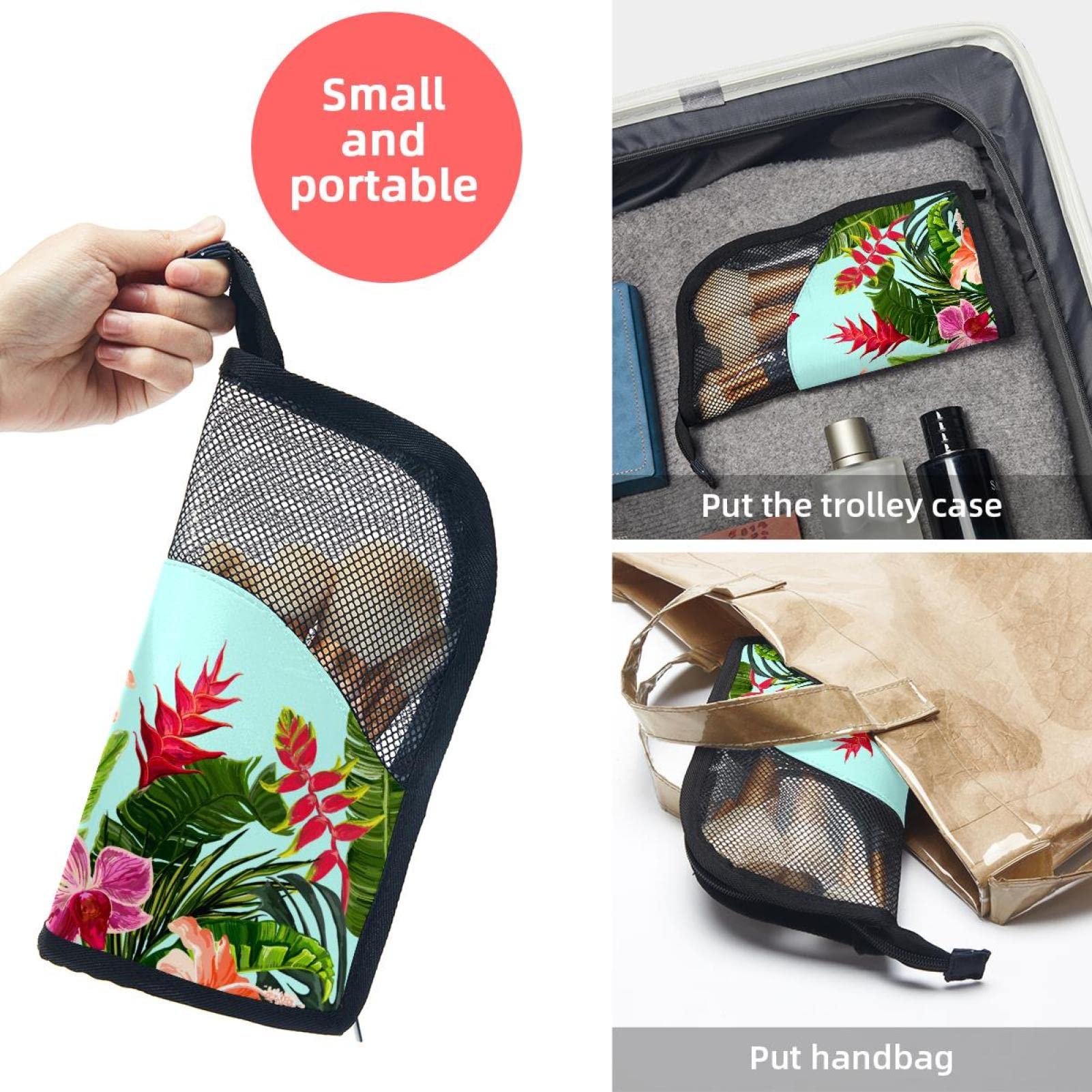 Portable Makeup Brush Organizer Bag with 12 Slots - Hummingbird Flower Palm Leaf Butterfly Design, Travel Makeup Brush Holder Case for Professional & Home Use | Perfect for Travel, Salon, and Daily Makeup Organization