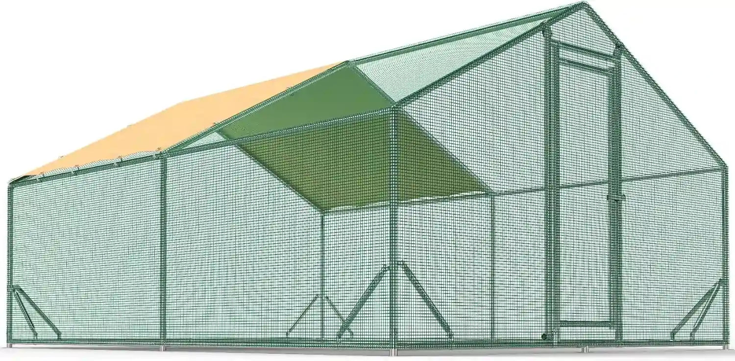 Premium Large Walk-In Chicken Coop with Run - Spacious Poultry House for 10-15 Hens - Weatherproof Outdoor Chicken Pen for Backyard Farming & Free Range Eggs
