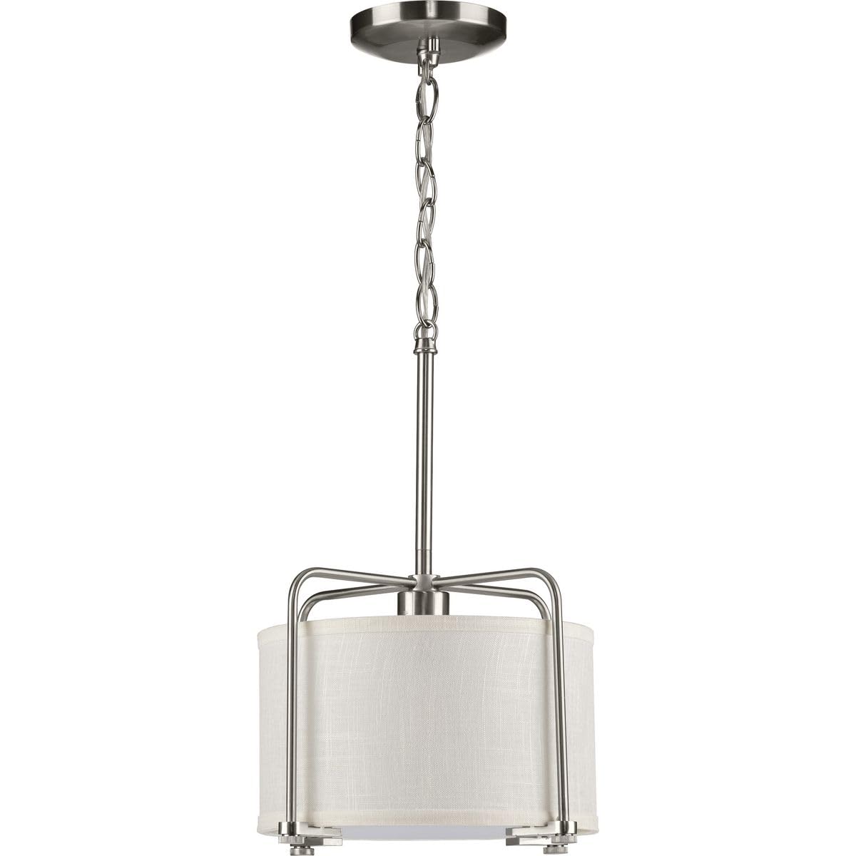 Marche Collection 4-Light Polished Nickel Grey Mylar Shade Luxe Pendant Light - Modern Dining Room Chandelier for Kitchen Island, Bedroom & Living Room Lighting