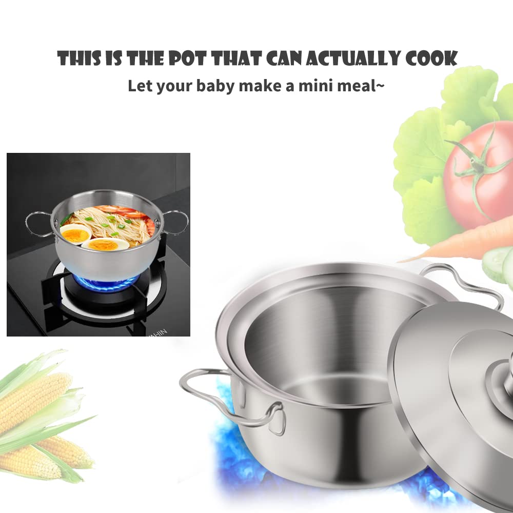 **Pretend Play Kitchen Toy Set with Stainless Steel Cookware, Pots & Pans - Realistic Cooking Utensils for Kids - Perfect for Toddlers & Preschoolers (Boys & Girls) - Ideal for Role-Playing, Birthday Gifts & Early Learning Fun**