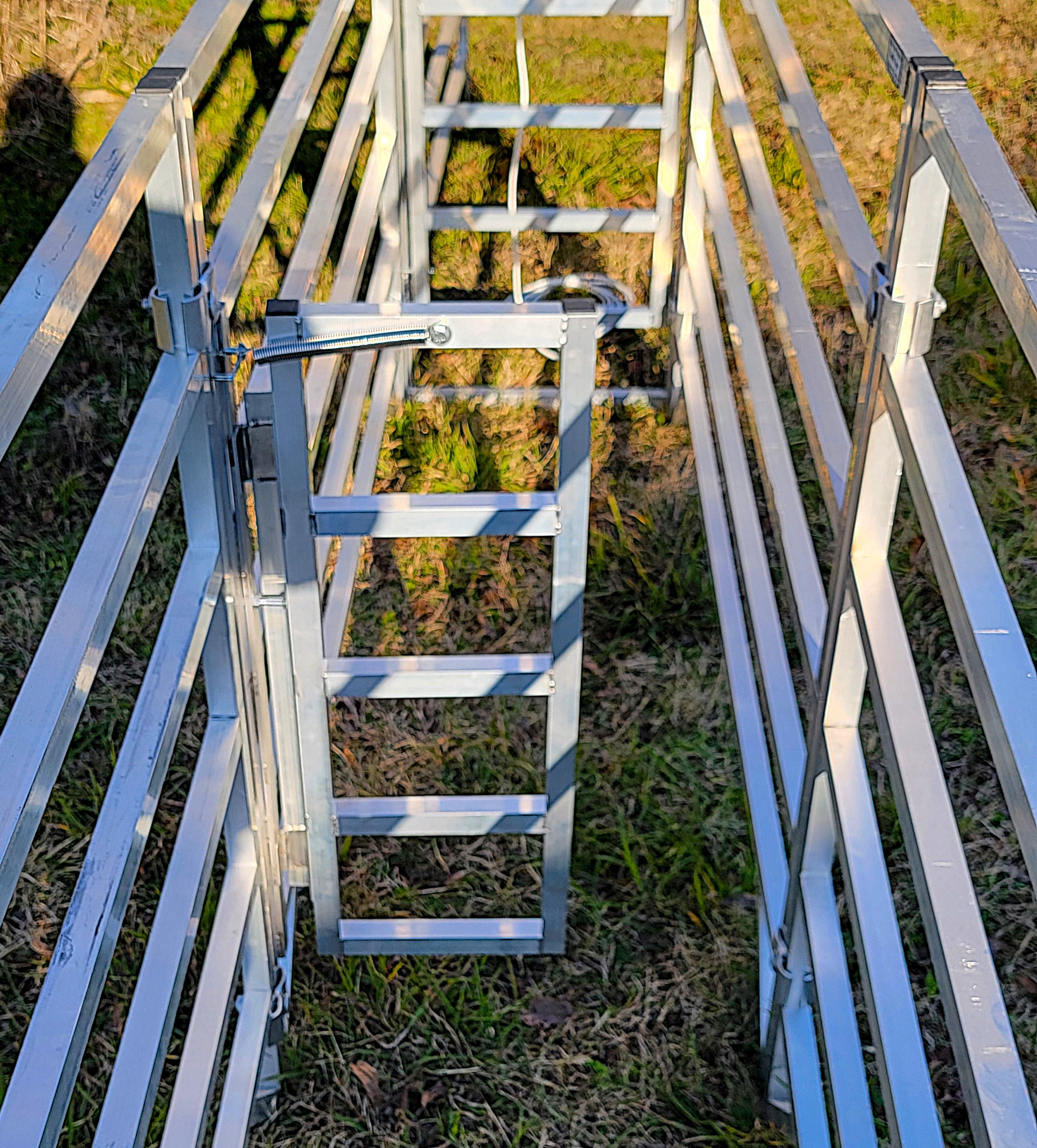 Aluminum Sheep and Goat Anti-Backup Gate - Heavy Duty Livestock Sorting Alley & Pen System for Farm, Ranch, and Dairy Use