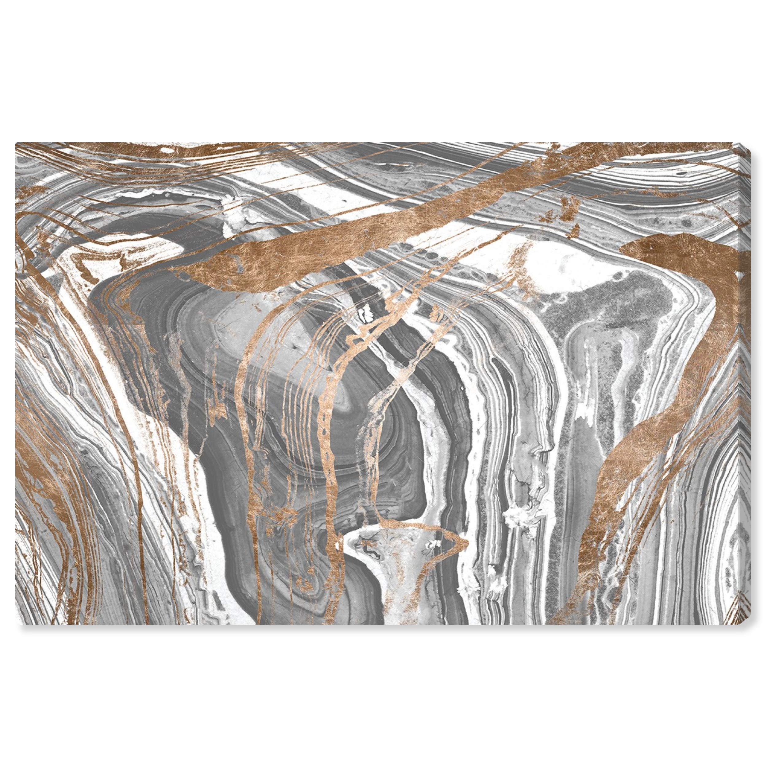Oliver Gal Abstract Wall Art Canvas Print 'Marble Copper' - 15x10 Inches Modern Home Decor in Bronze & Gray | Perfect for Living Room, Bedroom & Office