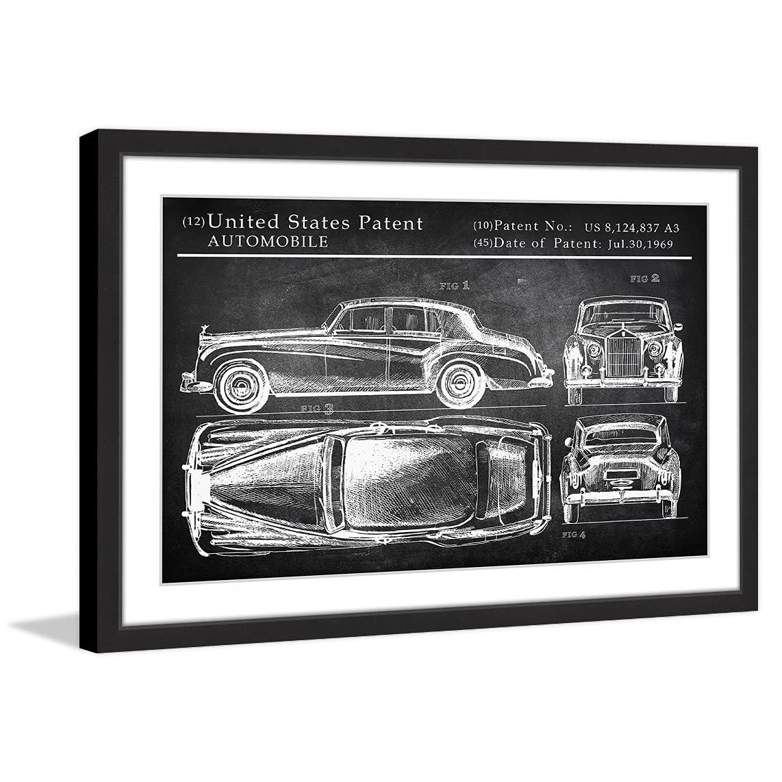 Handmade Rolls Royce Phantom Framed Wall Art Print 36x24 Inches - Luxury Car Decor for Home, Office & Man Cave
