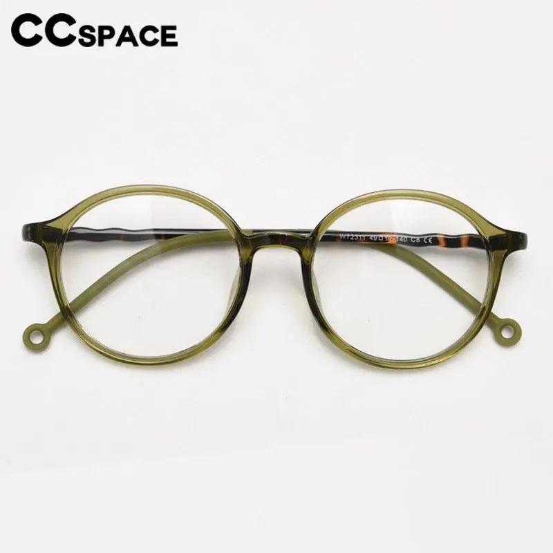 CCspace Unisex Full Rim Round TR90 Titanium Eyeglasses Frame 56834 - Lightweight & Durable for Work, Reading & Fashion
