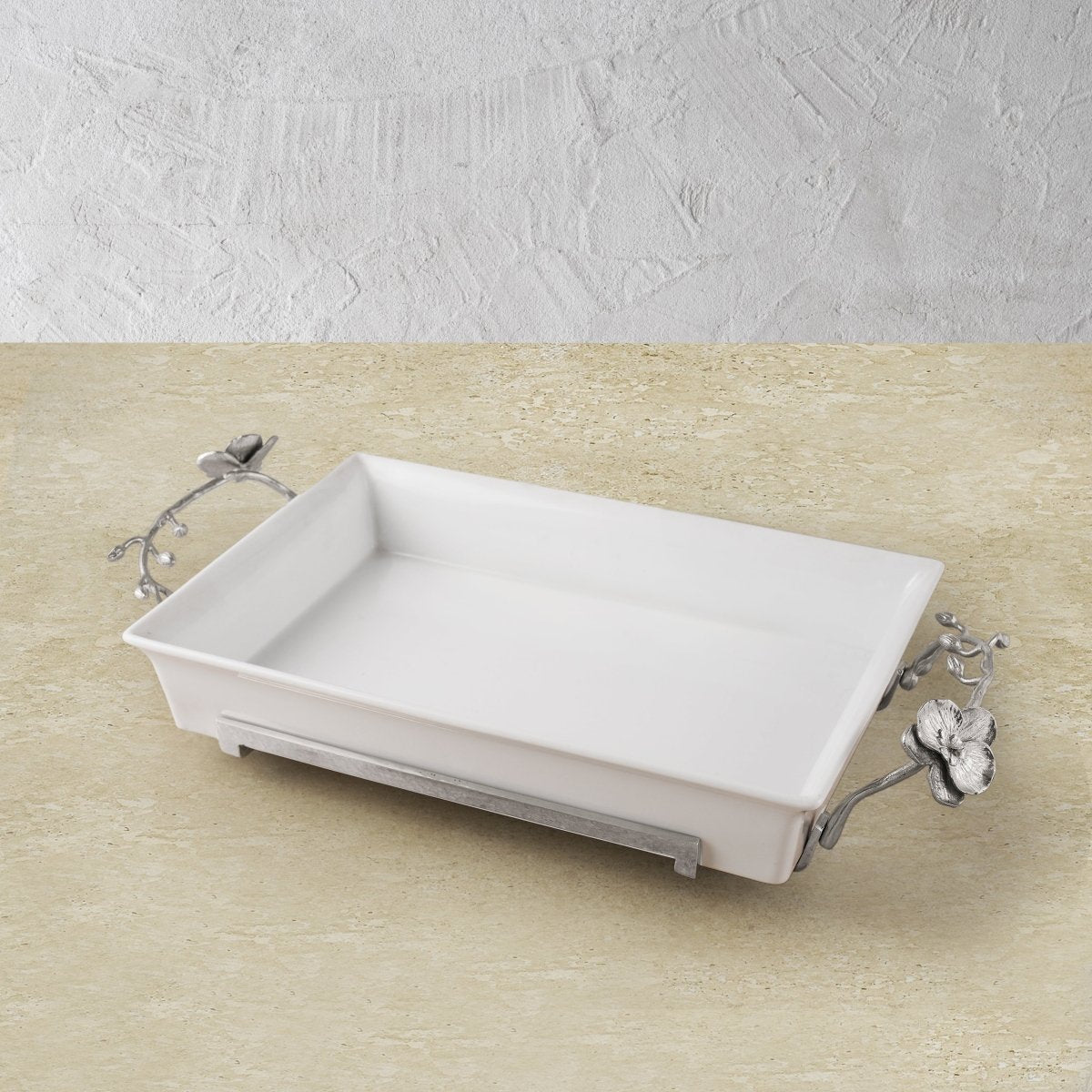 Premium White Orchid Ceramic Casserole Dish - 3QT Oval Baking Dish with Lid, Oven & Microwave Safe - Perfect for Casseroles, Lasagna & Family Dinners