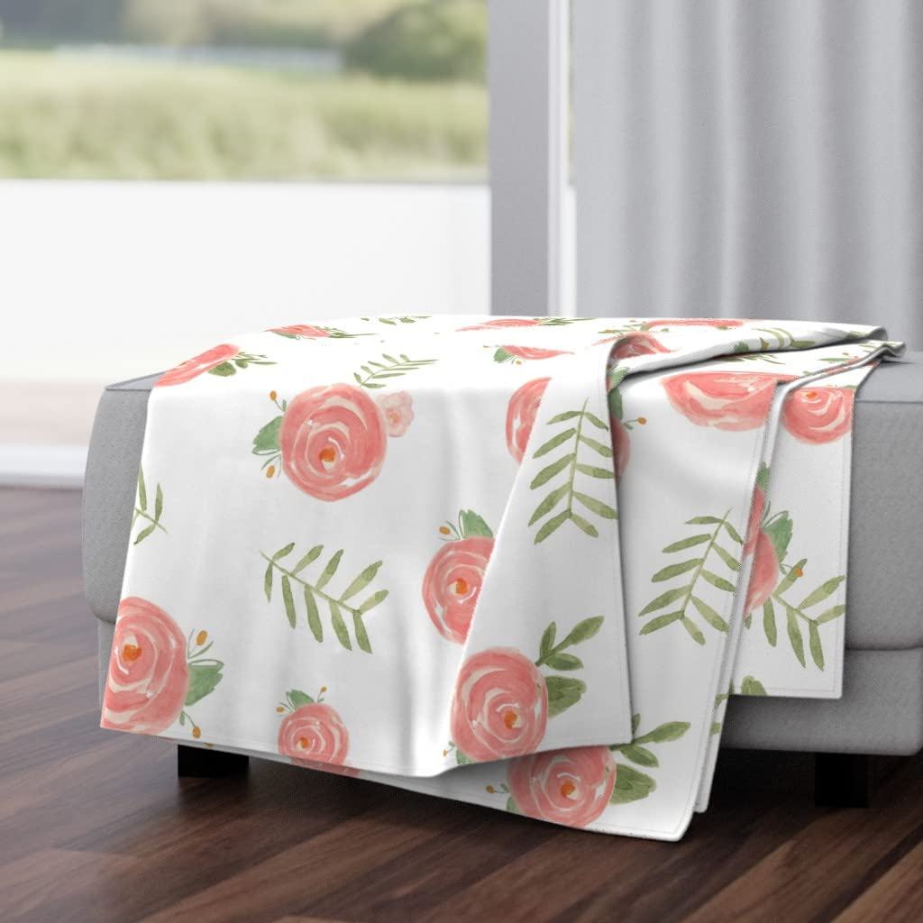 Soft Floral Plush Minky Throw Blanket 50x70 Inches - Nursery, Girls Room Decor, Wedding Gift Idea - Cozy Blanket for Bed, Sofa & Baby Shower