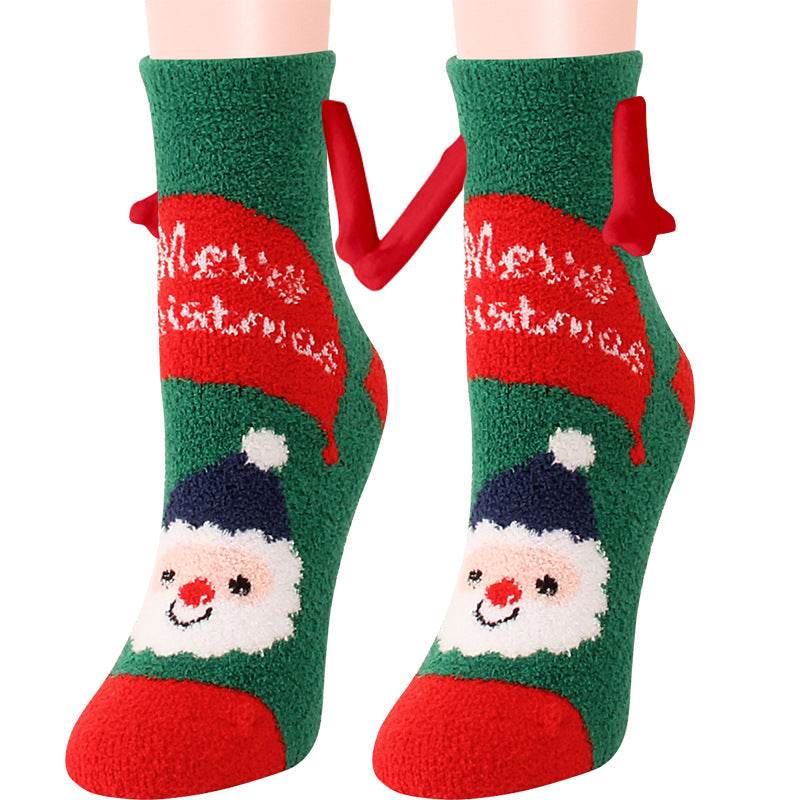 Hand In Hand Magnetic Christmas Socks - Festive Holiday Socks for Couples & Families - Perfect for Christmas Gifts, Stocking Stuffers & Winter Home Decor