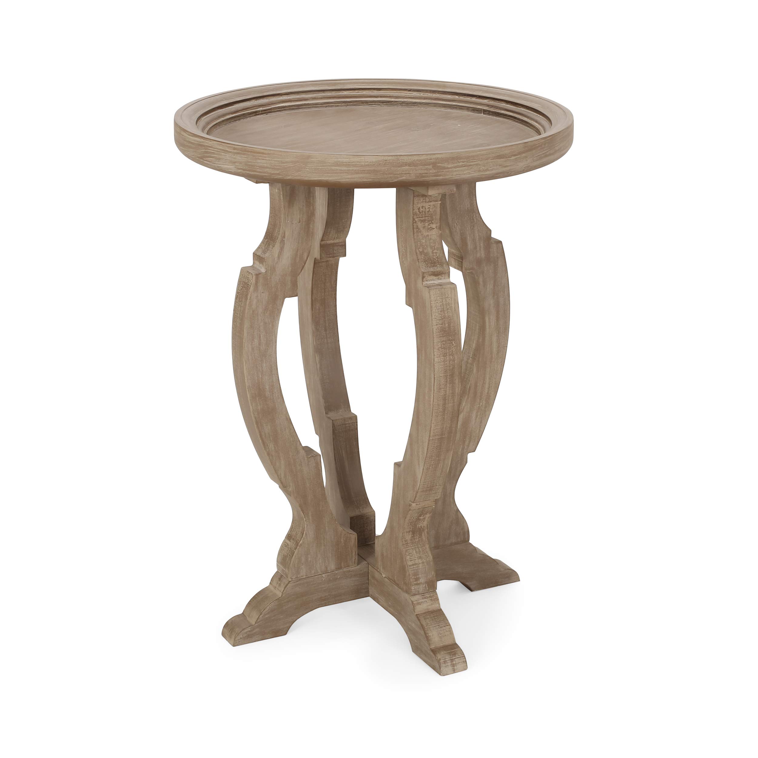 Christopher Knight Home Doris French Country Round Top Accent Table - Natural Finish for Living Room, Bedroom, or Entryway Decor