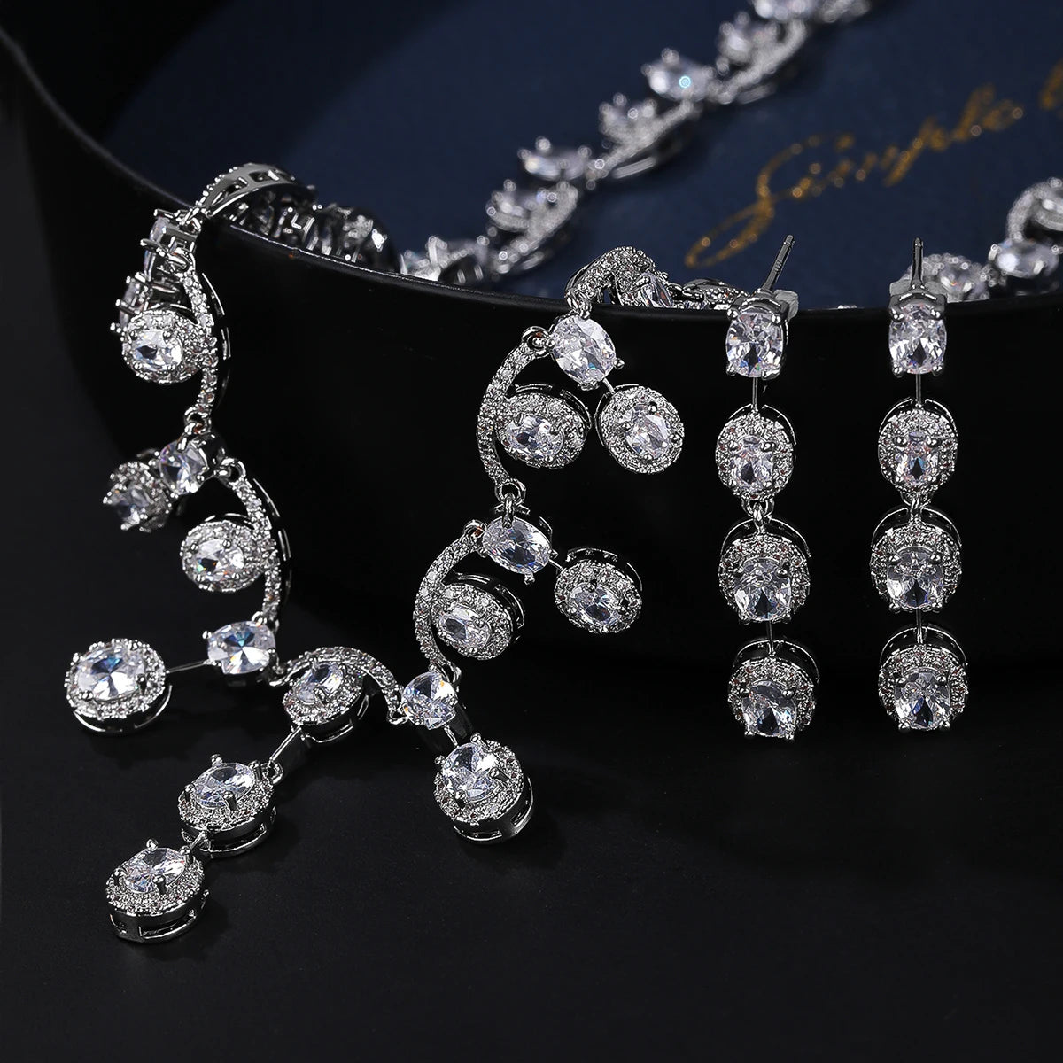 Elegant 3A Zircon Drop Shape Necklace & Earrings Set for Women - High Quality Wedding & Party Jewelry CN10606 - Perfect for Bridal, Evening Events & Special Occasions