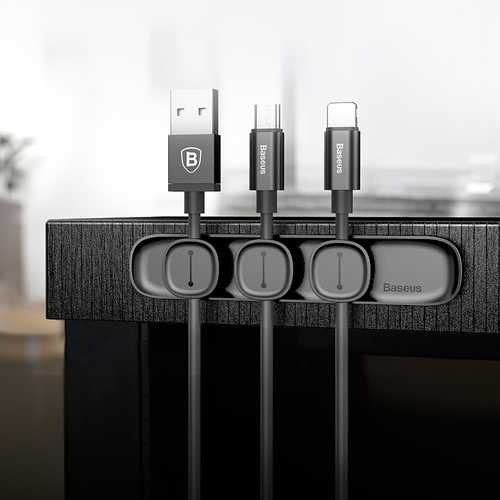 Baseus Magnetic Cable Clip Holder - Organize iPhone 8/X, Xiaomi & More Cables - Perfect for Home Office Desk & Car Charging Station