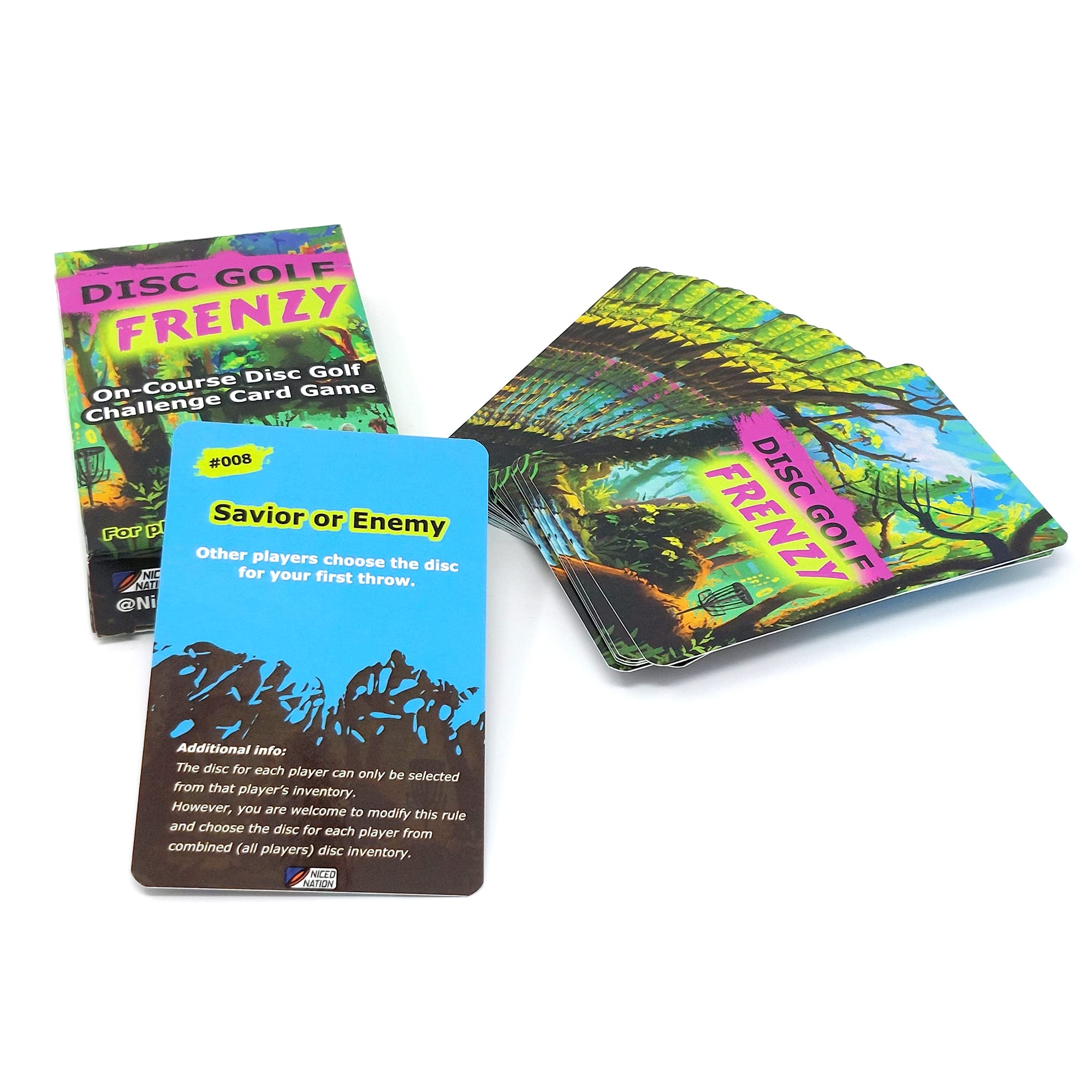 Disc Golf Frenzy - Competitive On-Course Disc Golf Challenge Card Game for 2-5 Players of All Skill Levels | Fun Outdoor Activity for Parties, Camping & Backyard Games