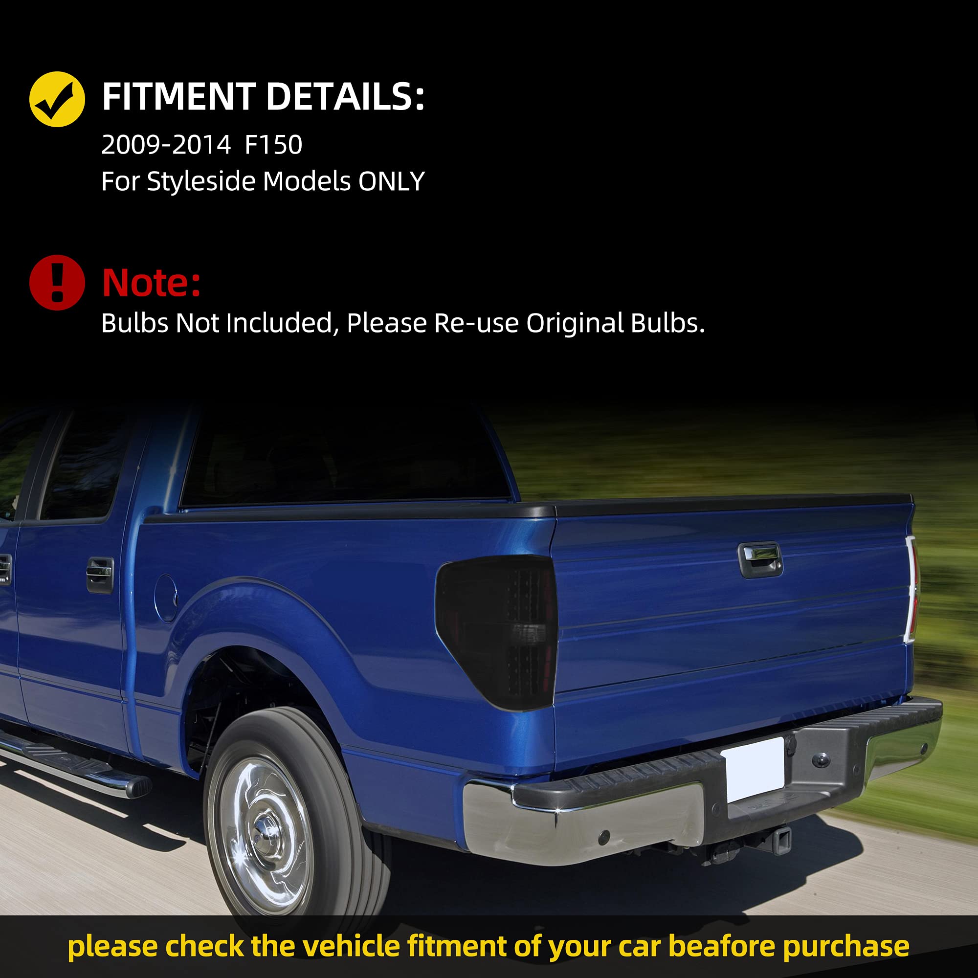 DWVO LED Tail Light Assembly Replacement for 2009-2014 Ford F150 Styleside Pickup Truck - Compatible with 09-14 F150 Models (Driver & Passenger Side) - Perfect for Night Driving & Enhanced Safety