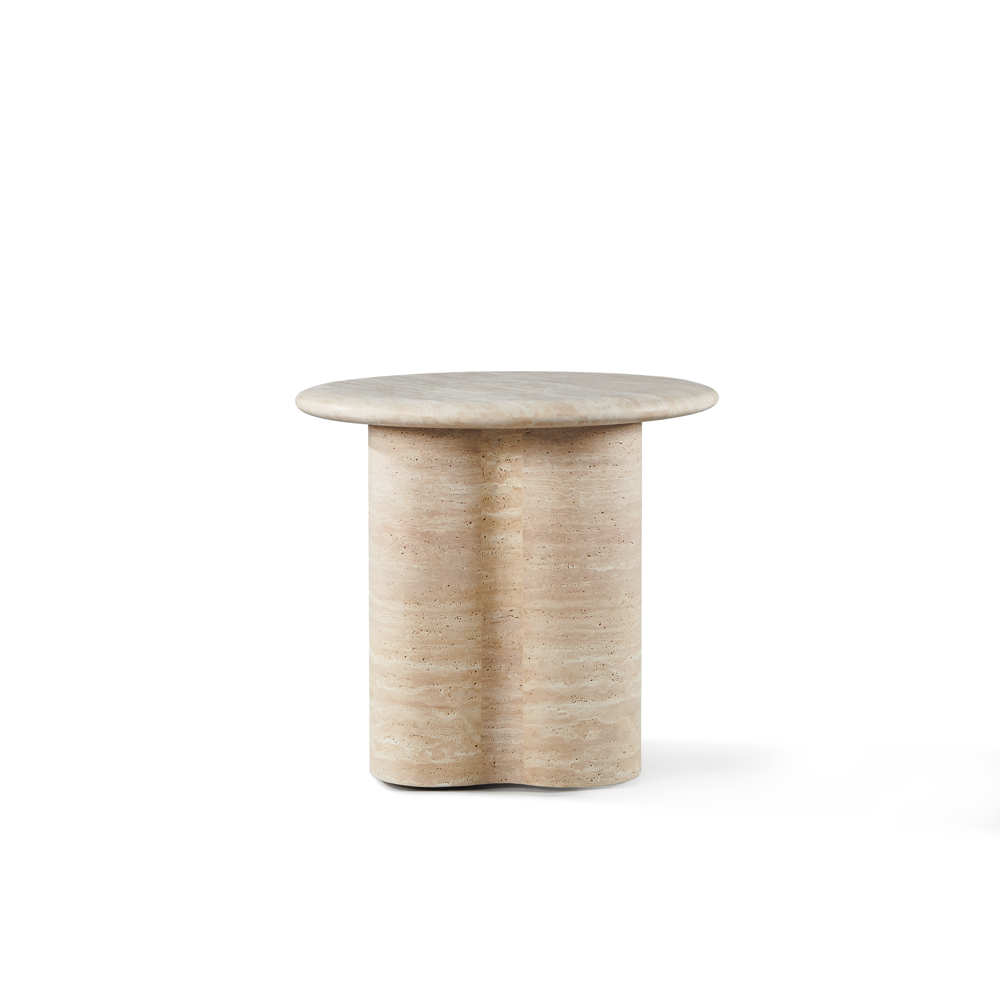 Porto Travertine Round Side Table - Natural Stone Accent Table for Living Room, Patio & Bedroom | Durable & Stylish Home Decor