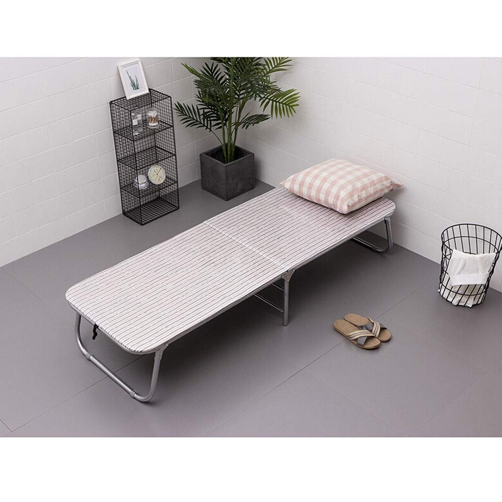 Foldable Metal Frame Bed with Reinforced Wooden Board & Thick Sponge Cushion - Sturdy Single Guest Bed for Small Spaces, Dorm Rooms & Lounge Areas