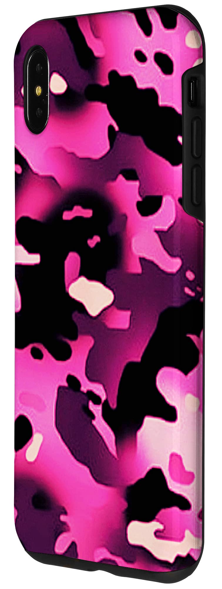 iPhone XS Max 热粉色迷彩个性保护壳 - 防摔耐用，适合户外运动、日常通勤和潮流穿搭