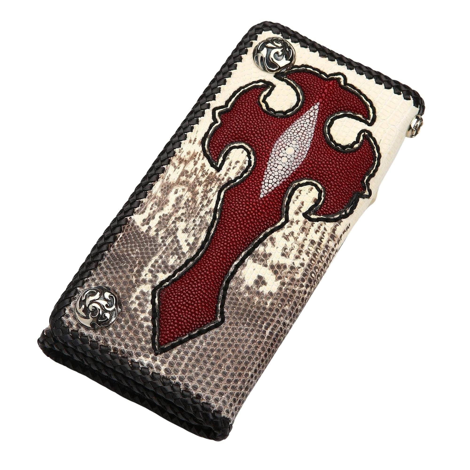 Premium Stingray Cross Lizard Leather Biker Wallet for Men - RFID Blocking Slim Bifold Wallet - Perfect for Motorcycle Riders & Everyday Carry