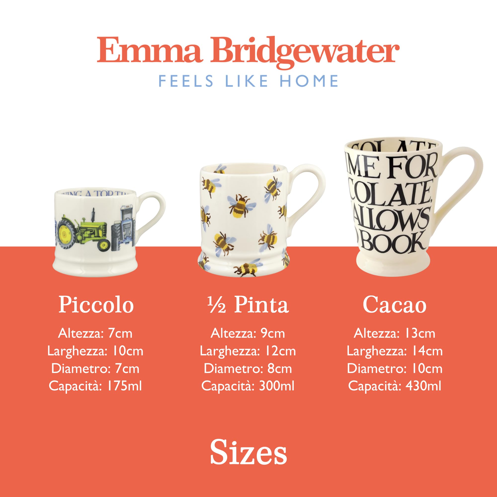 Emma Bridgewater Tazza Grande 300ml Coffee Mug - Original Mama Design Ceramic Cup for Espresso, Cappuccino & Tea - Perfect for Breakfast, Office & Gift Giving