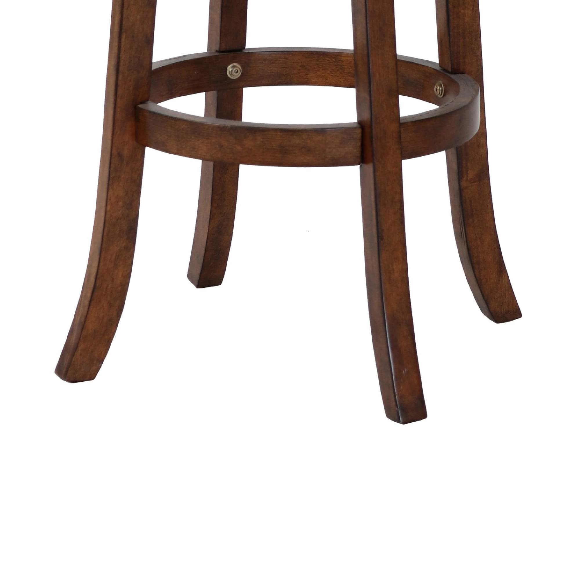 Benjara Curved Swivel Bar Stool with Fabric Padded Seat - Brown & Beige Counter Height Stool for Kitchen Island, Breakfast Bar & Home Decor