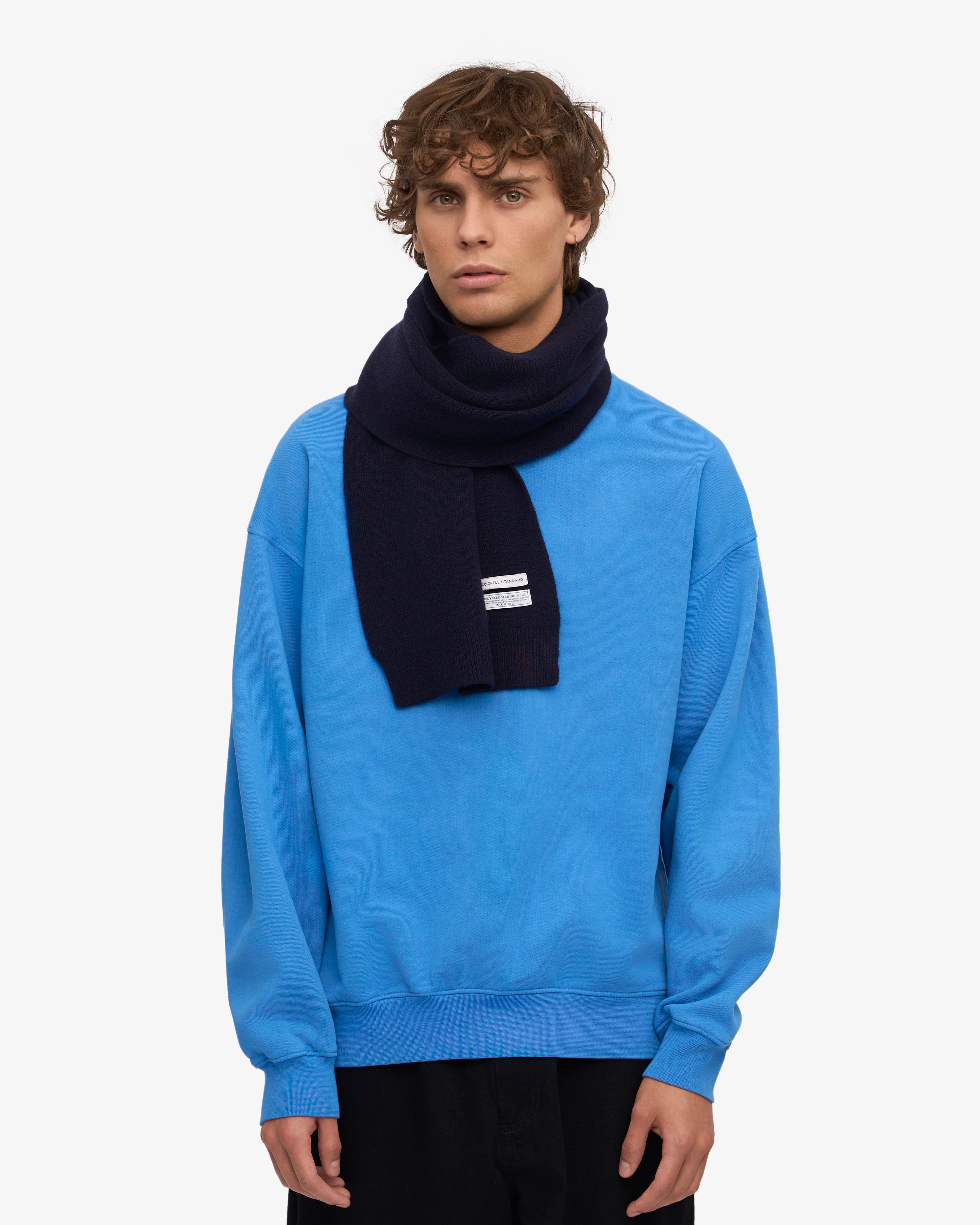 Premium Merino Wool Scarf for Men & Women - Soft Warm Winter Accessory in Navy Blue - Perfect for Cold Weather, Outdoor Activities & Fashion