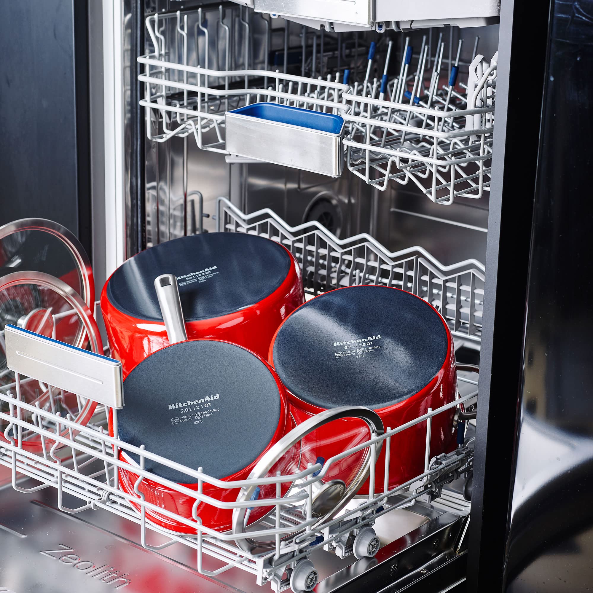 KitchenAid Steel Core Enamel 8-Piece Cookware Set - Empire Red | Durable Nonstick Pots & Pans for Cooking, Baking & Serving | Perfect for Home Chefs & Professional Kitchens