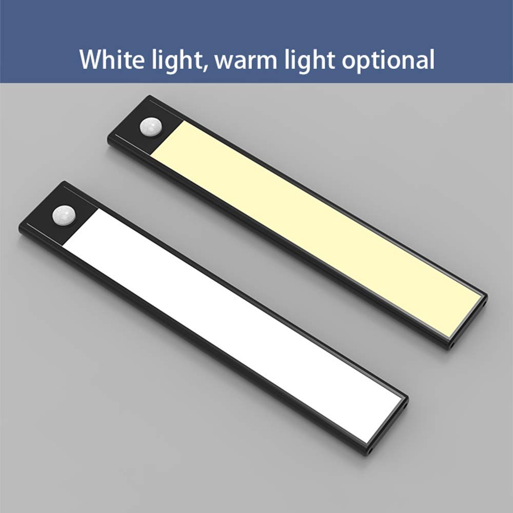 Ultra-Thin LED Closet Light with Motion Sensor - USB Rechargeable Under Cabinet Lighting for Wardrobe, Vanity Mirror, Kitchen & Hallway - Detachable Night Light (Black-6000K, 60CM) - Perfect for Dark Spaces & Energy-Efficient Home Lighting