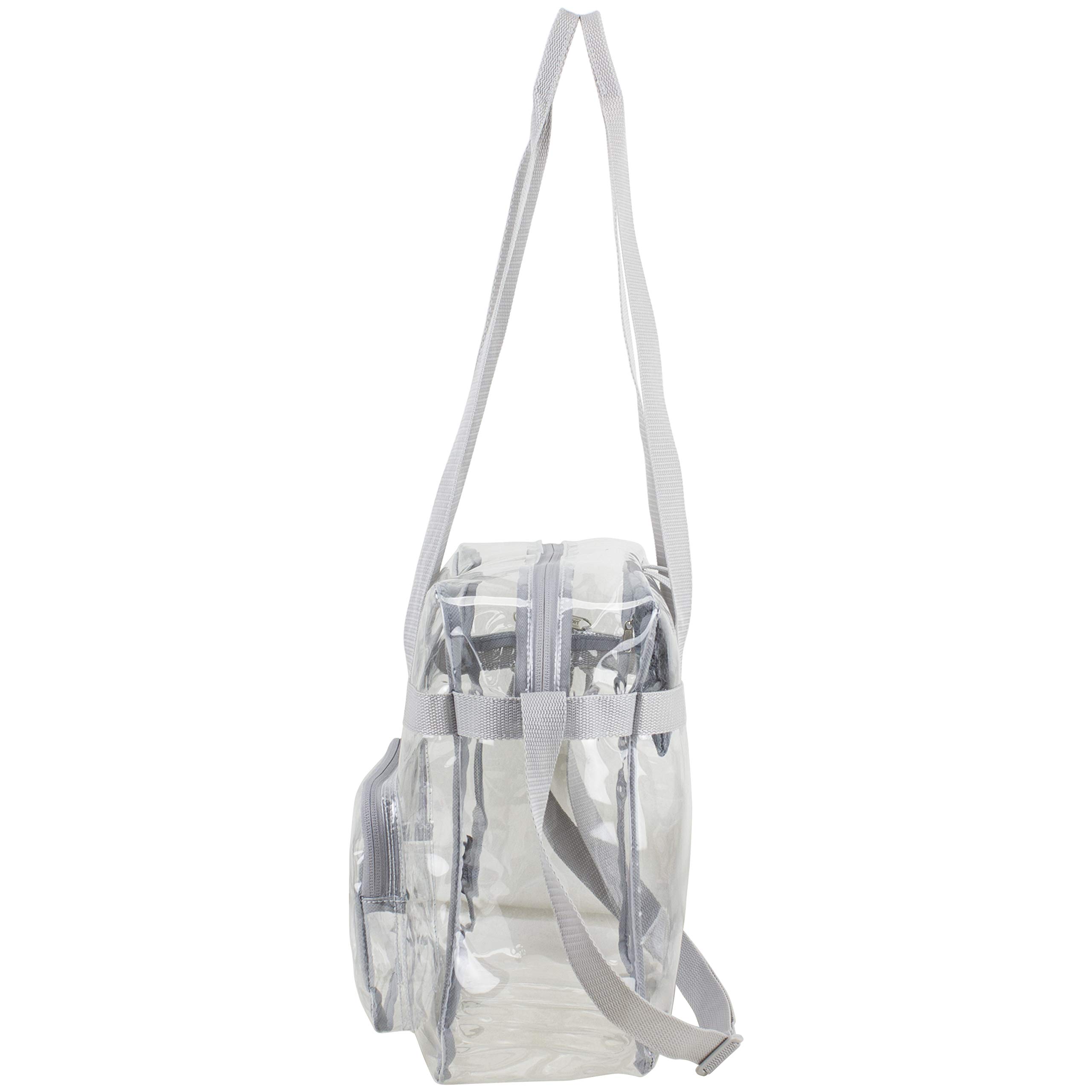 Eastsport Clear Stadium Approved Tote Bag - Crossbody Shoulder Messenger Purse with Adjustable Strap for Sports, Concerts & Work Events - Transparent See-Through Design Perfect for NFL Games, Music Festivals & Security Checkpoints