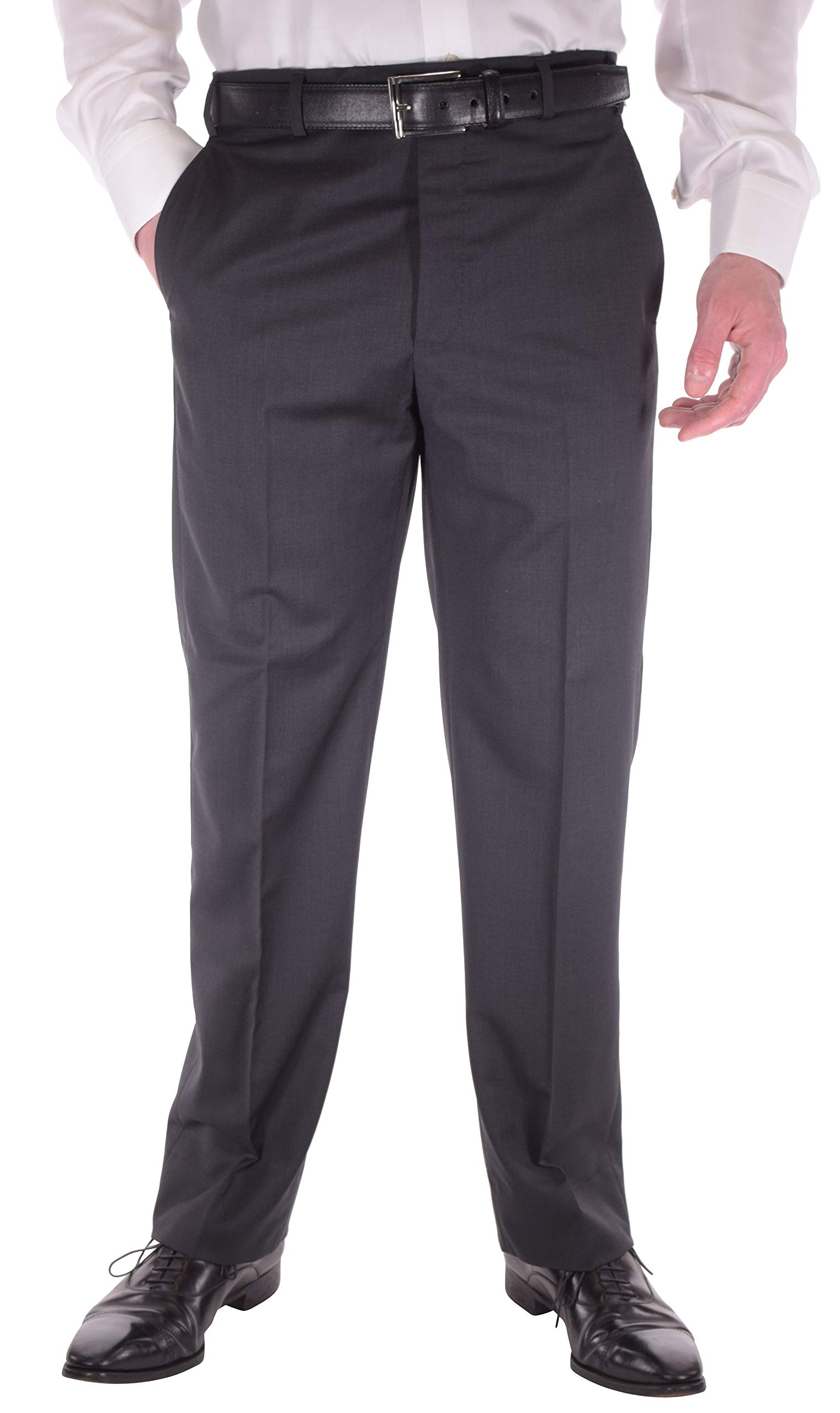 Zanella Todd Luxury Wool Men's Dress Pants - Modern Fit Flat Front Formal Trousers for Business, Office & Wedding Occasions