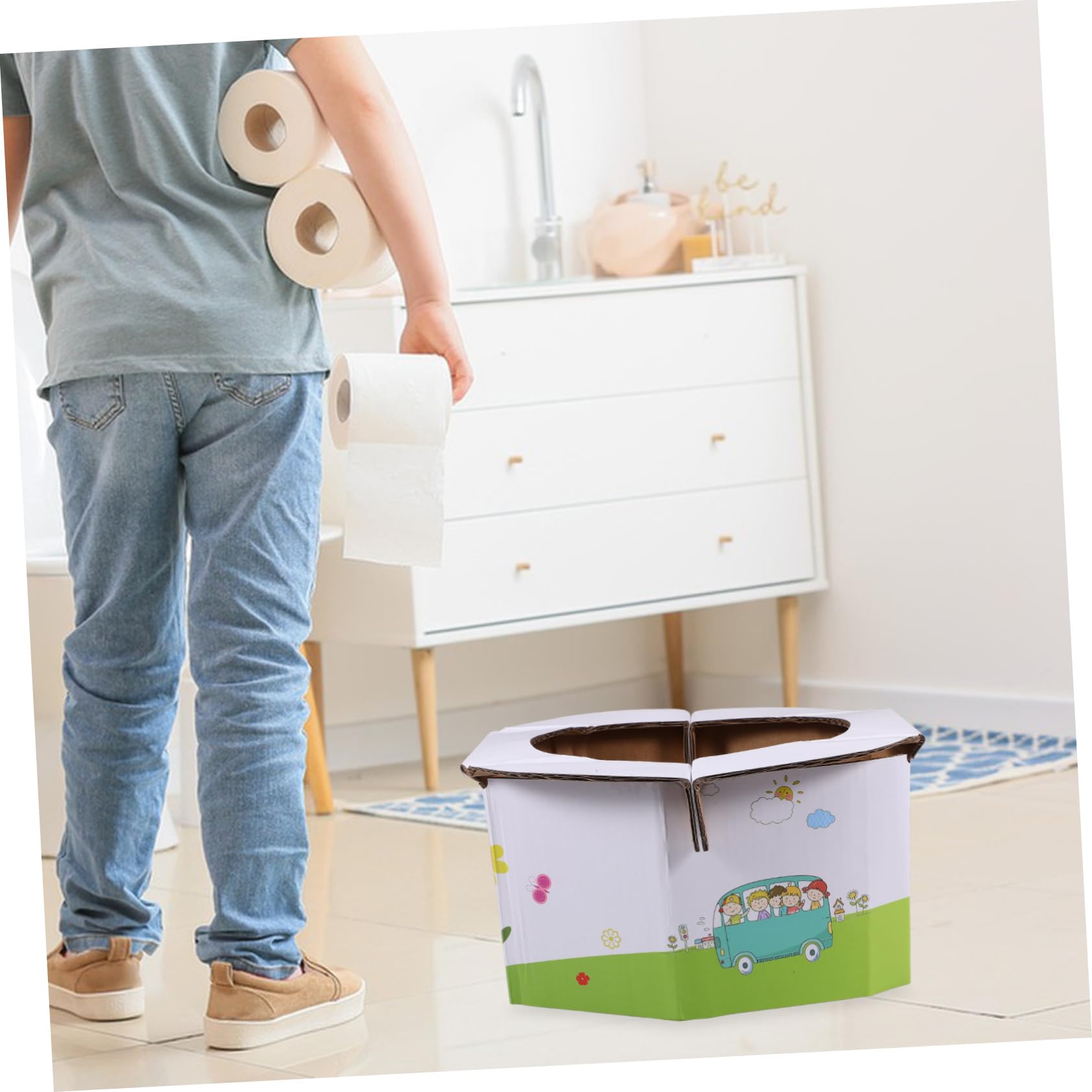 Vaguelly 5-Pack Portable Toilet Training Seat for Kids - White Plastic Potty Chair for Toddlers - Ideal for Travel, Camping & Home Use