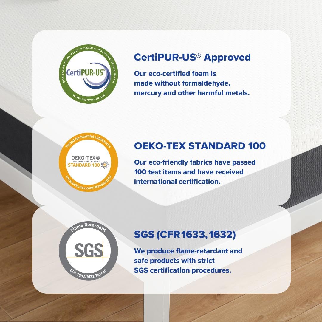 Olee Sleep 10 Inch Full Size Gel Memory Foam Mattress - Medium Firm, CertiPUR-US Certified for Pressure Relief & Comfort | Cooling Gel Infused, Bed-in-a-Box Design | Perfect for Guest Rooms, Dorms & Small Apartments
