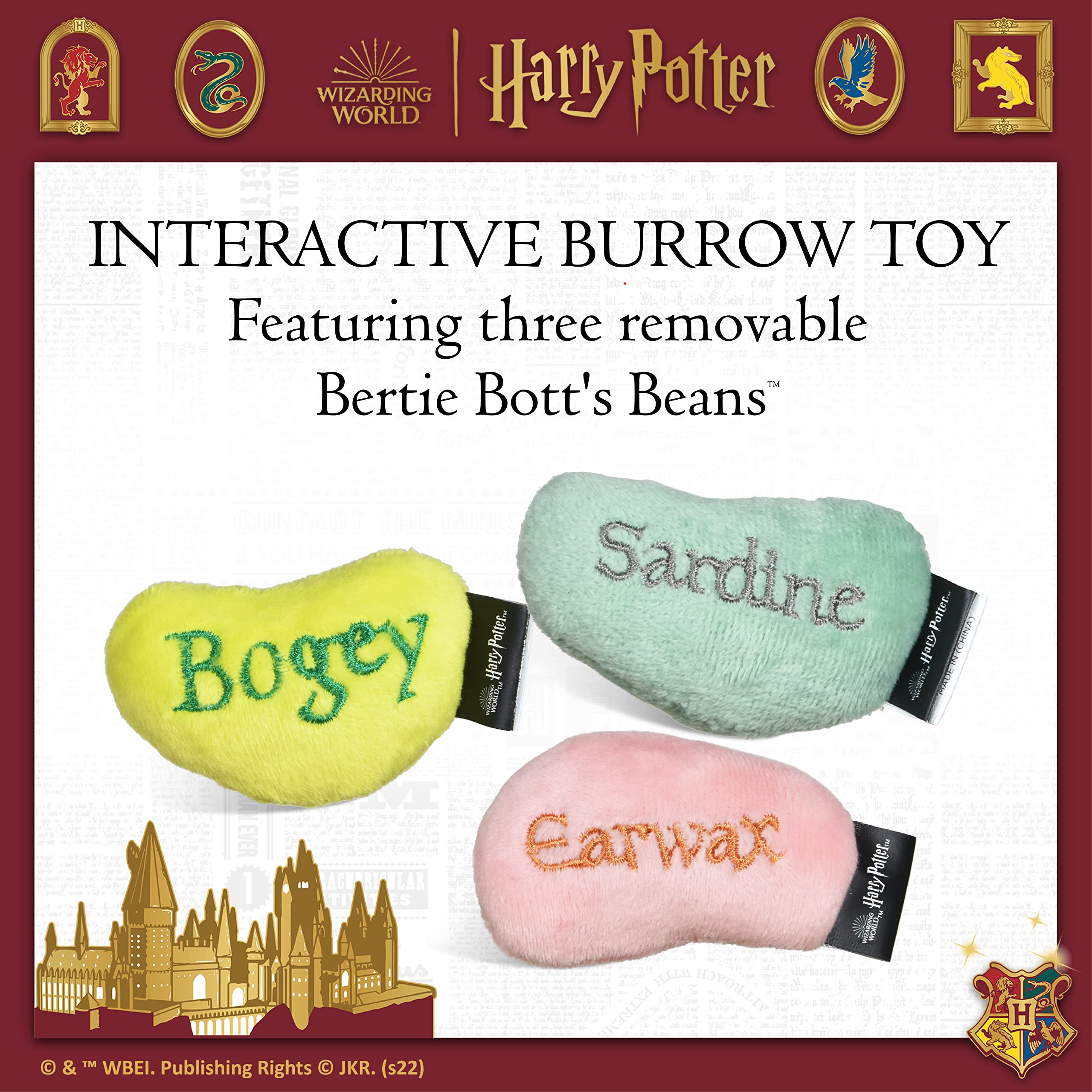 Harry Potter 10 Inch Bertie Botts Jelly Bean Plush Dog Toy - Soft Chew Toy for Small & Medium Dogs - Perfect for Playtime, Training Rewards & Potterhead Pet Lovers