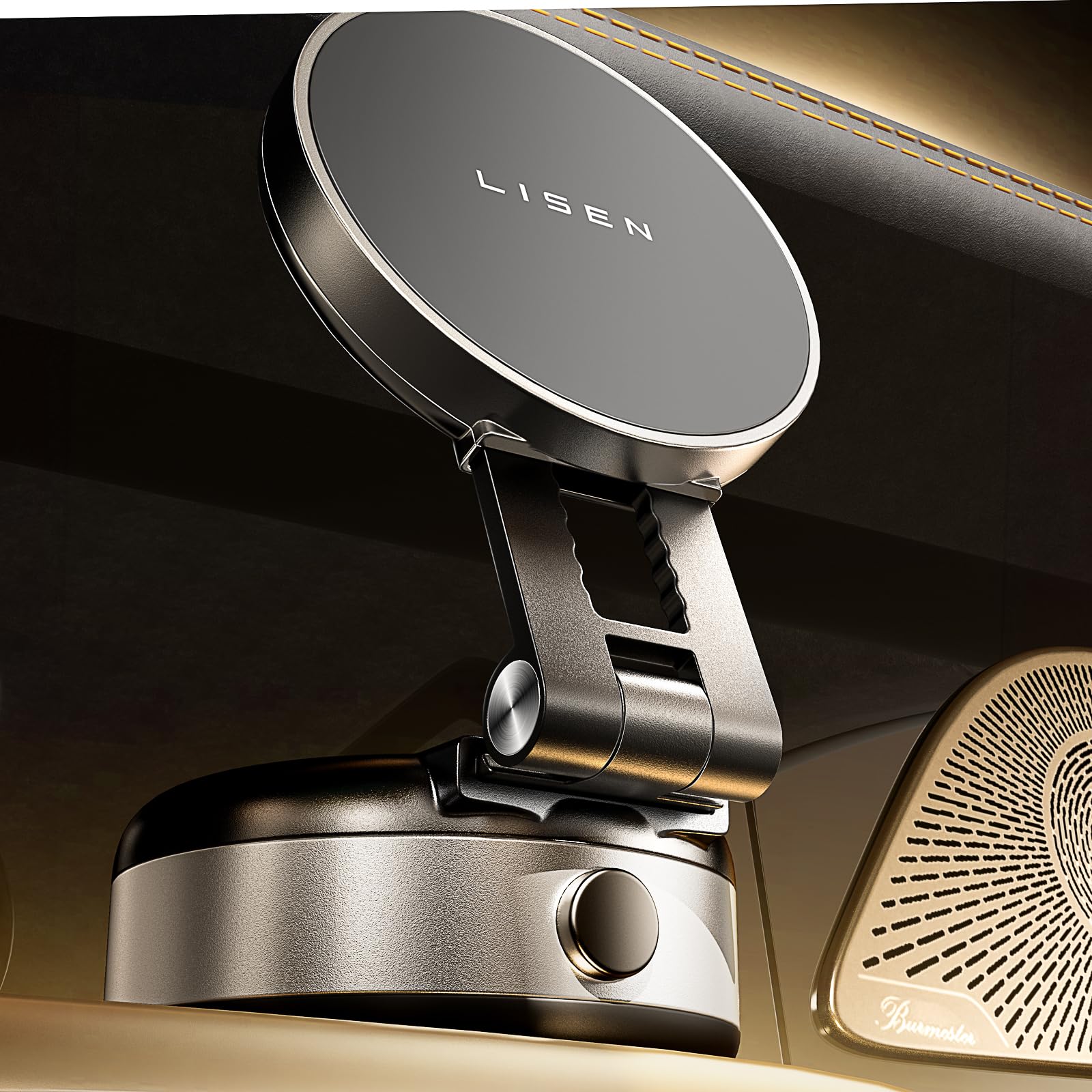 LISEN Vacuum Magnetic Phone Holder Stand - 360° Adjustable Car Mount for MagSafe iPhones 16/15/14/13/12 | Strong Suction Cup Phone Holder | Perfect for Driving, Office & Home Use