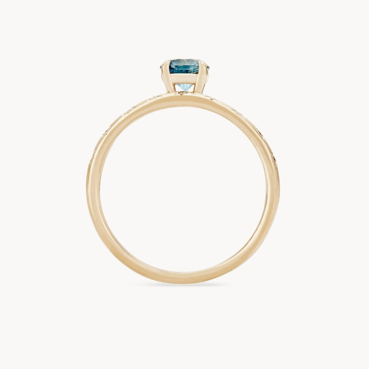 14K Yellow Gold Round Blue Sapphire Ring - Unique Celestial Adoration Jewelry for Women, Perfect for Weddings, Anniversaries & Special Occasions