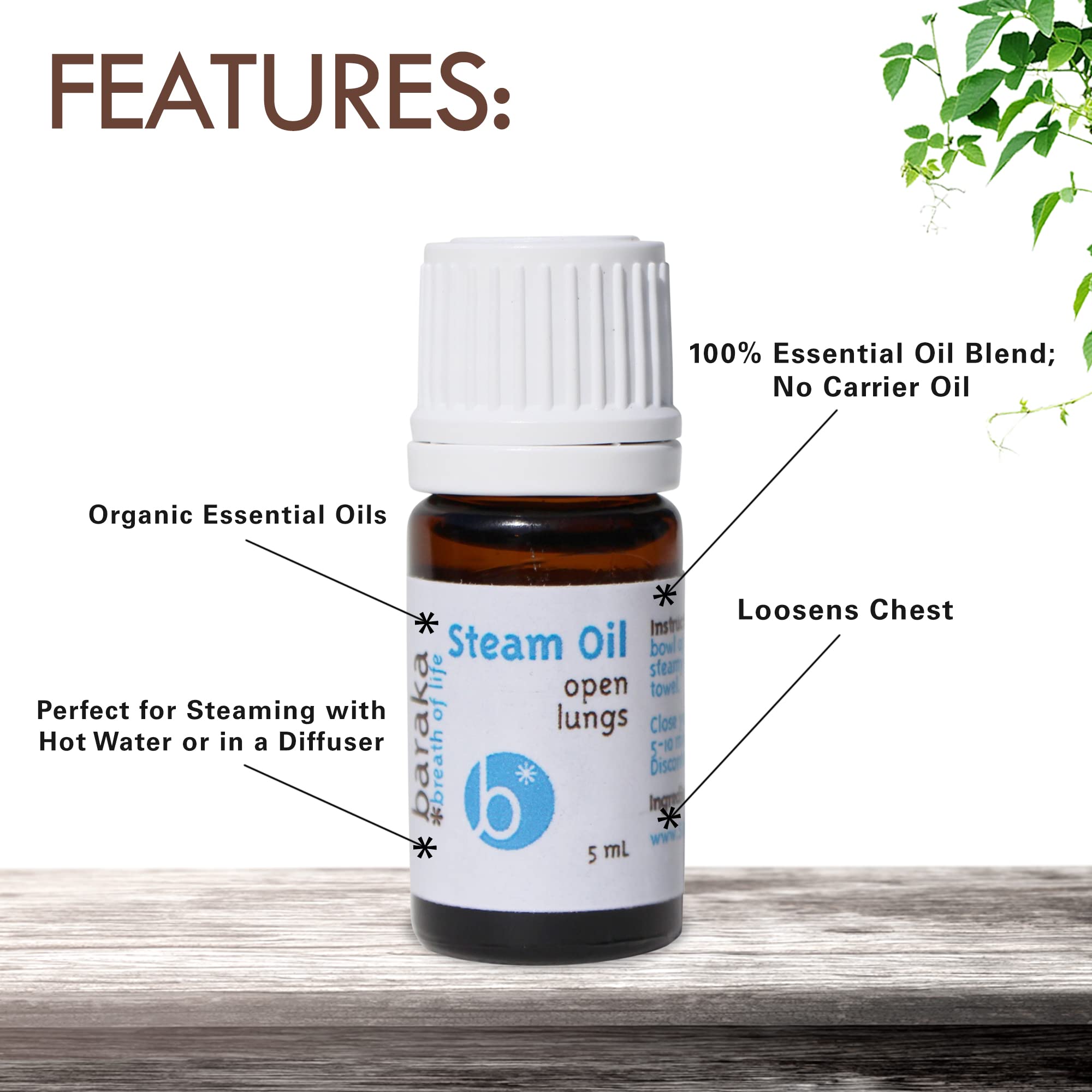 100% Pure Natural Aromatherapy Essential Oil Blend - Camphor, Niaouli & Eucalyptus Steam Oil for Diffusers & Humidifiers - Relieves Chest & Nasal Congestion - 5ml Bottle (Pack of 1) - Perfect for Aromatherapy, Relaxation & Respiratory Relief at Home or Office