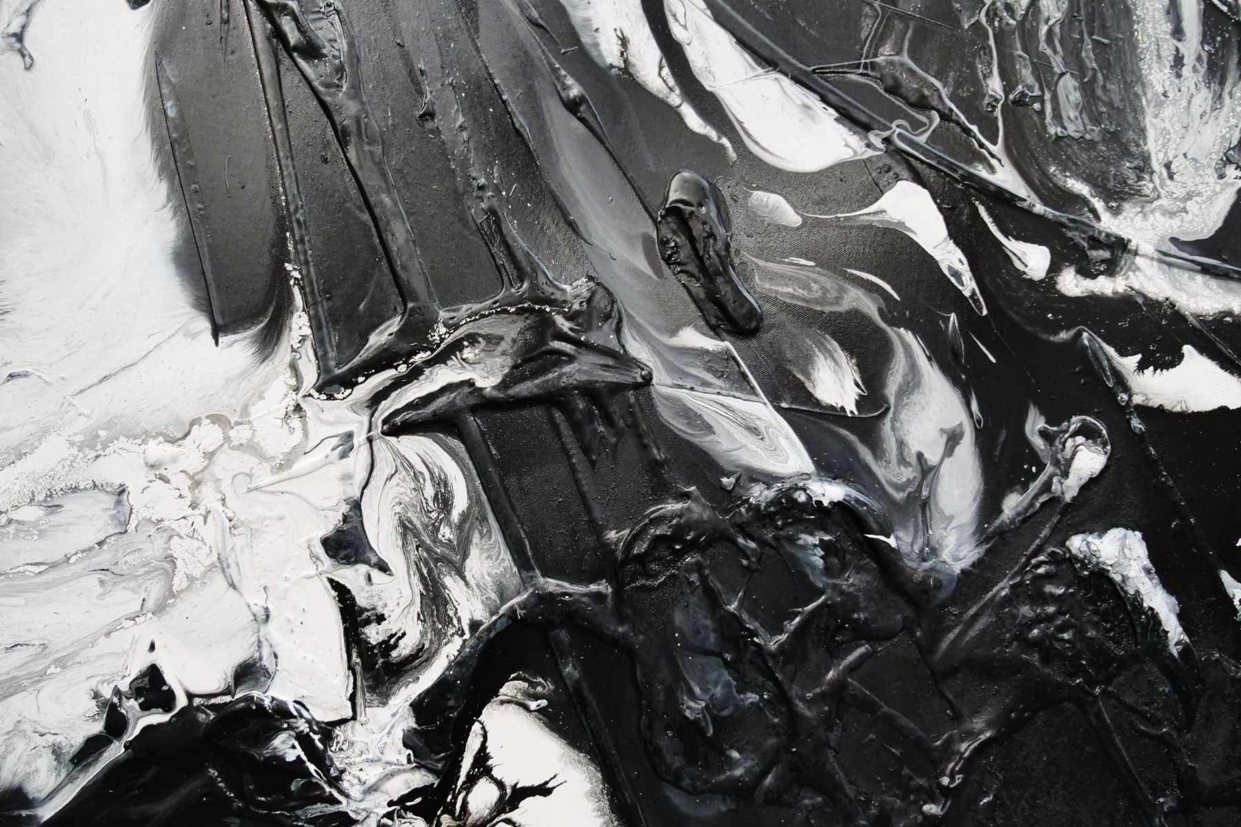 160cm x 100cm White Black Textured Abstract Canvas Painting - Illicit Noir - Modern Wall Art for Living Room, Bedroom & Office Decor